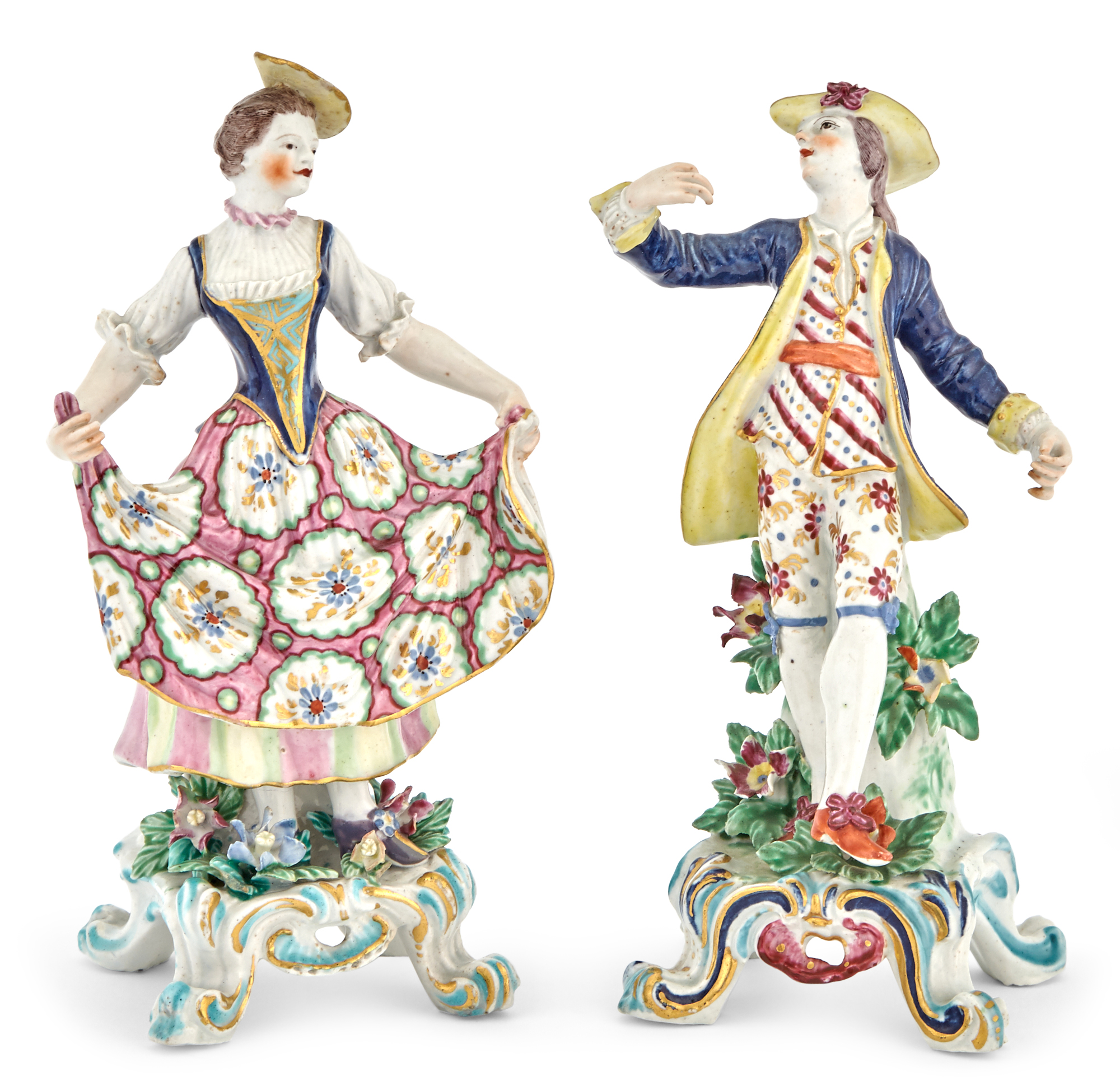 Lot image - Associated Pair of Bow Porcelain Figures of Dancers