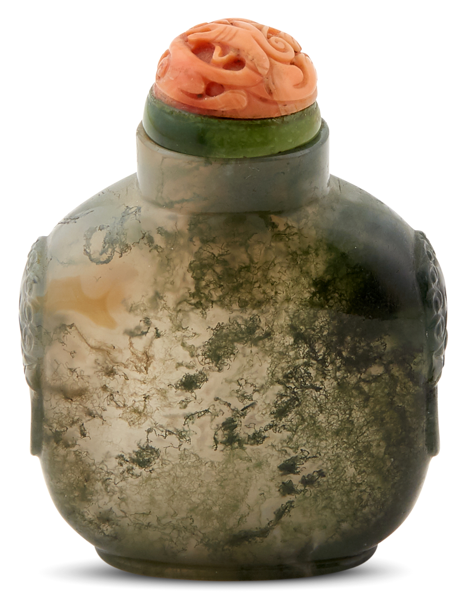 Lot image - A Chinese Moss Agate Snuff Bottle