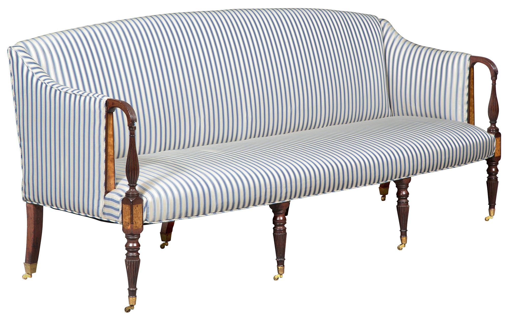 Lot image - Federal Birdseye Maple Inlaid Mahogany Upholstered Sofa