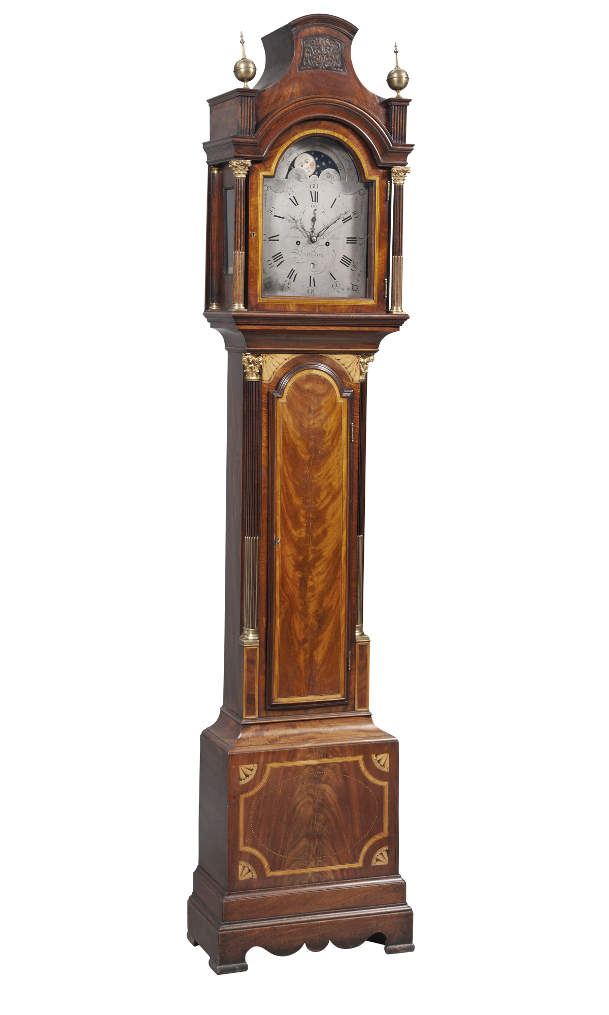 Lot image - George III Marquetry Inlaid Mahogany Tall Case Clock
