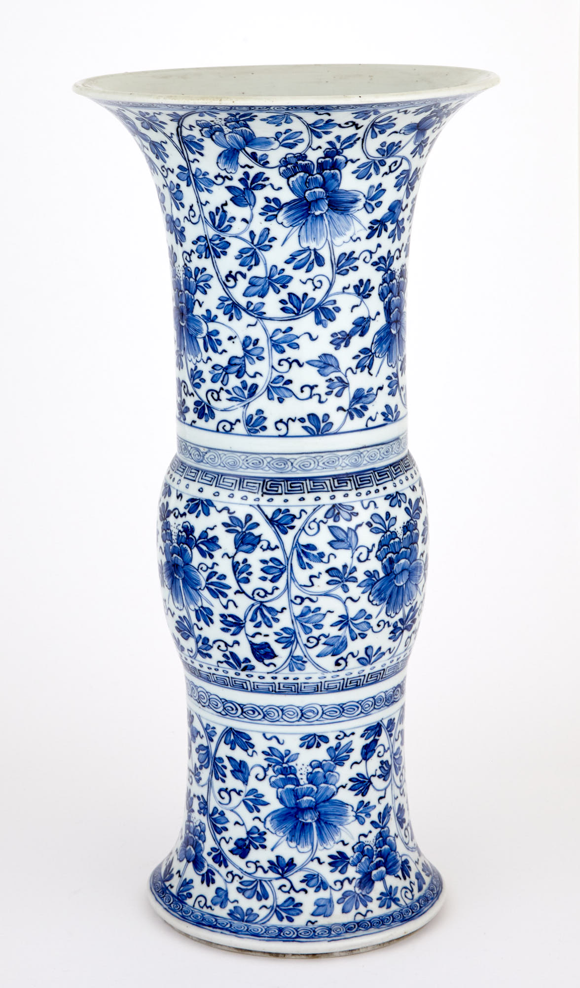 Lot image - Chinese Blue and White Porcleain Gu Vase