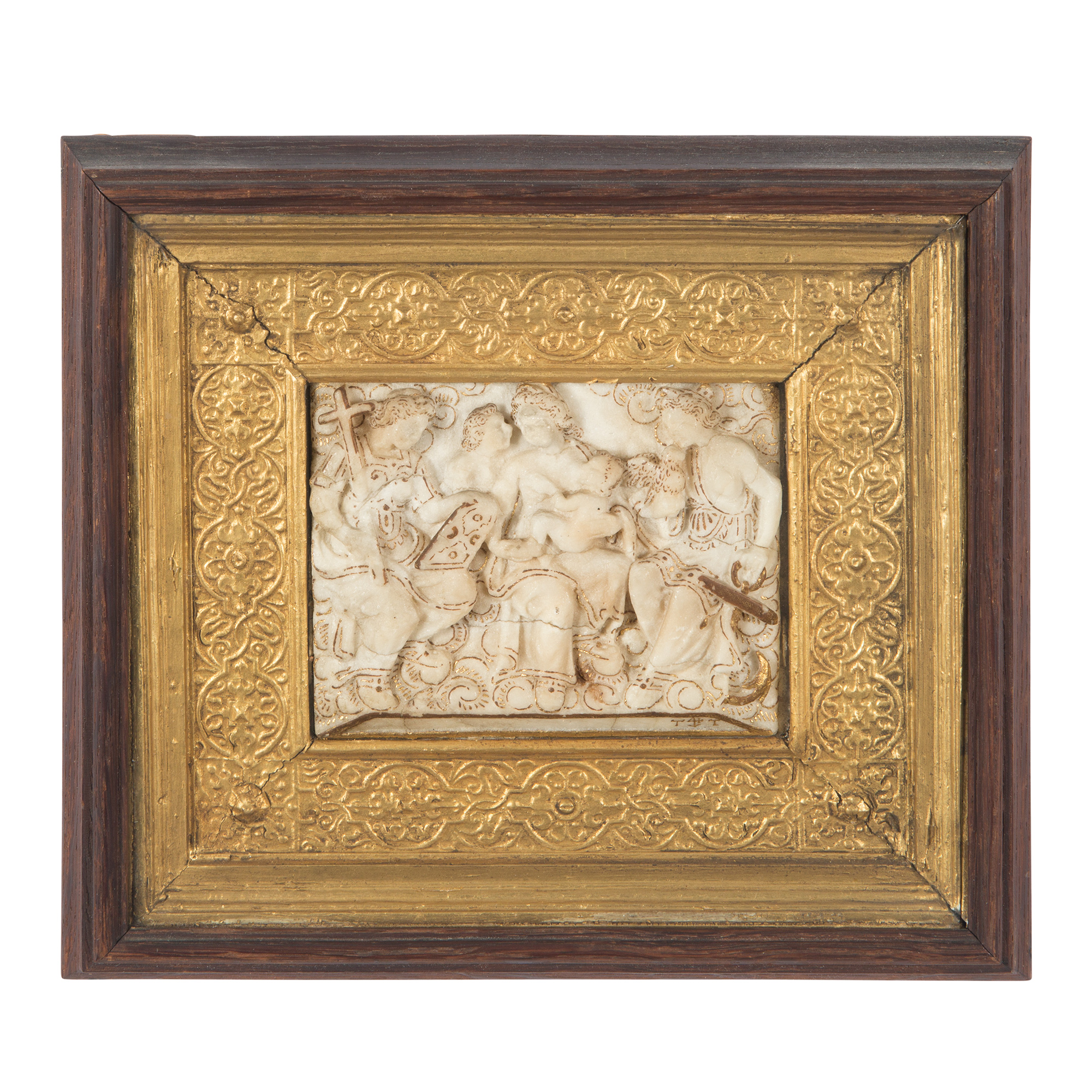 Lot image - Continental Gilt-Decorated Alabaster Relief Panel