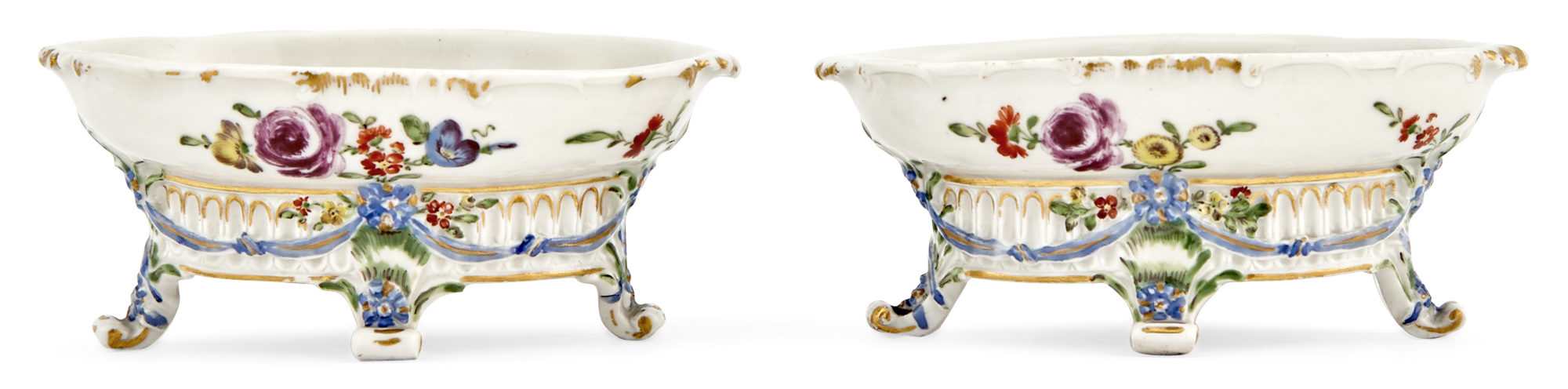 Lot image - Two Ludwigsburg Porcelain Footed Salts