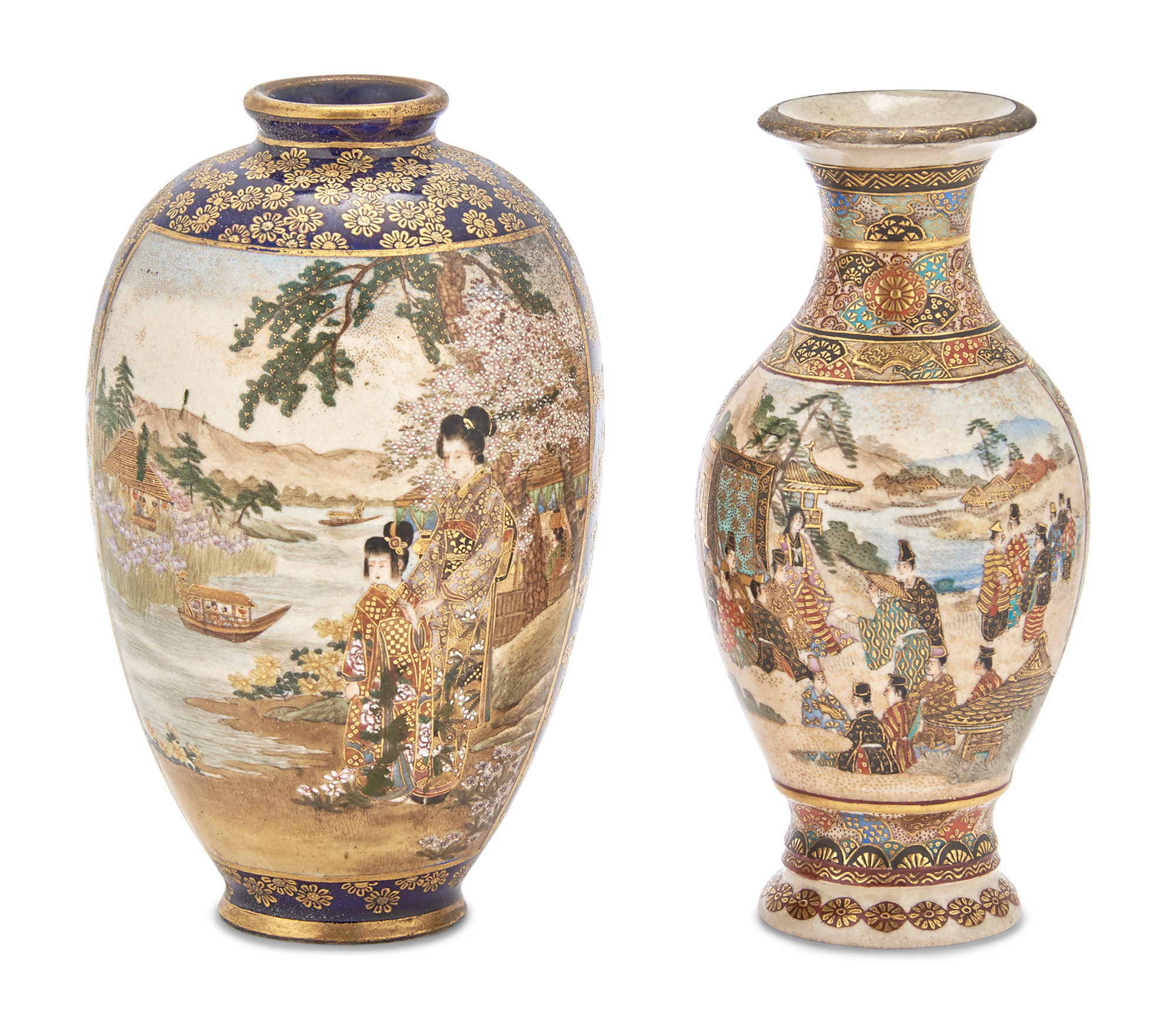Lot image - Two Japanese Satsuma Miniature Vases