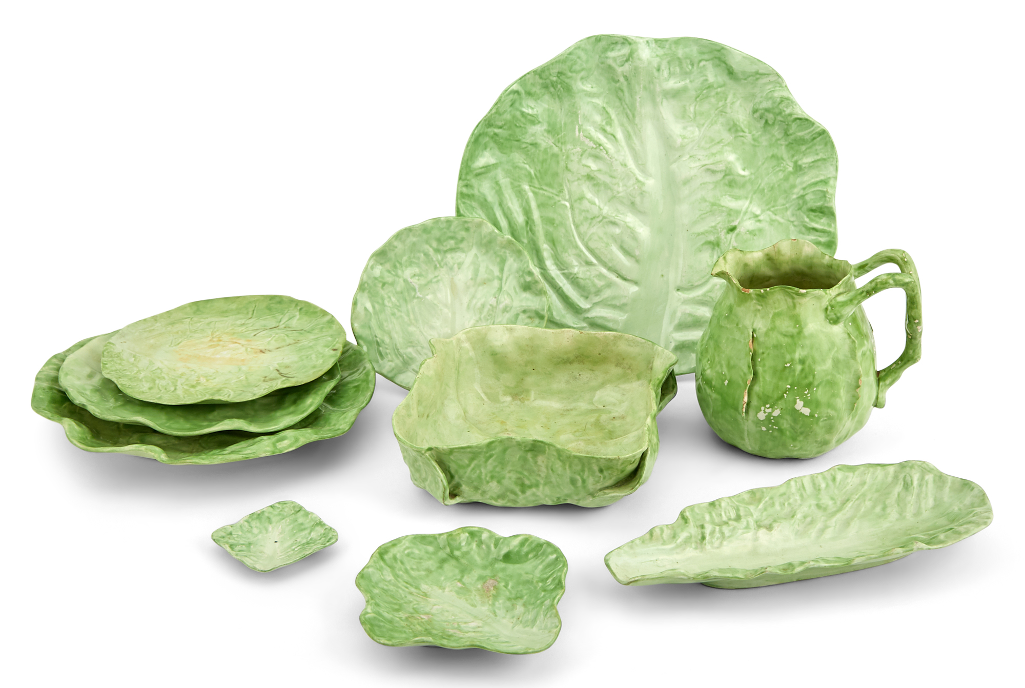 Lot image - New Milford Pottery Lettuce Ware Dinner Service