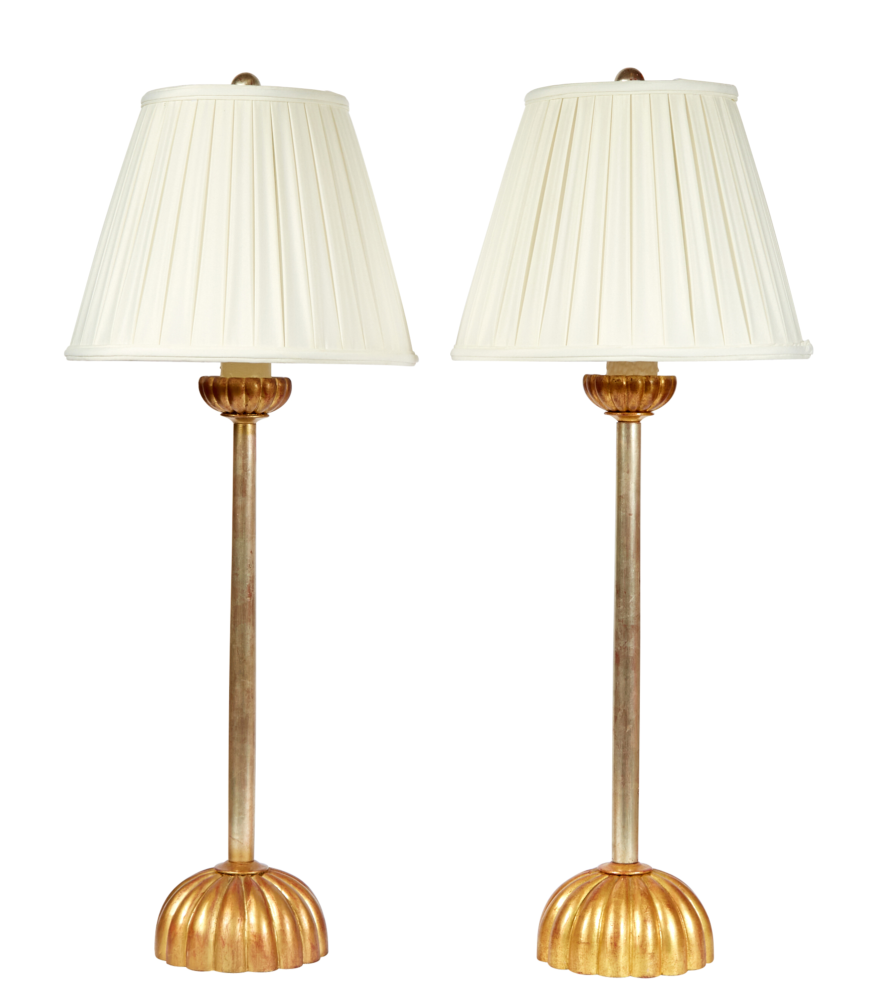 Lot image - Pair of Silver Leaf and Giltwood Table Lamps