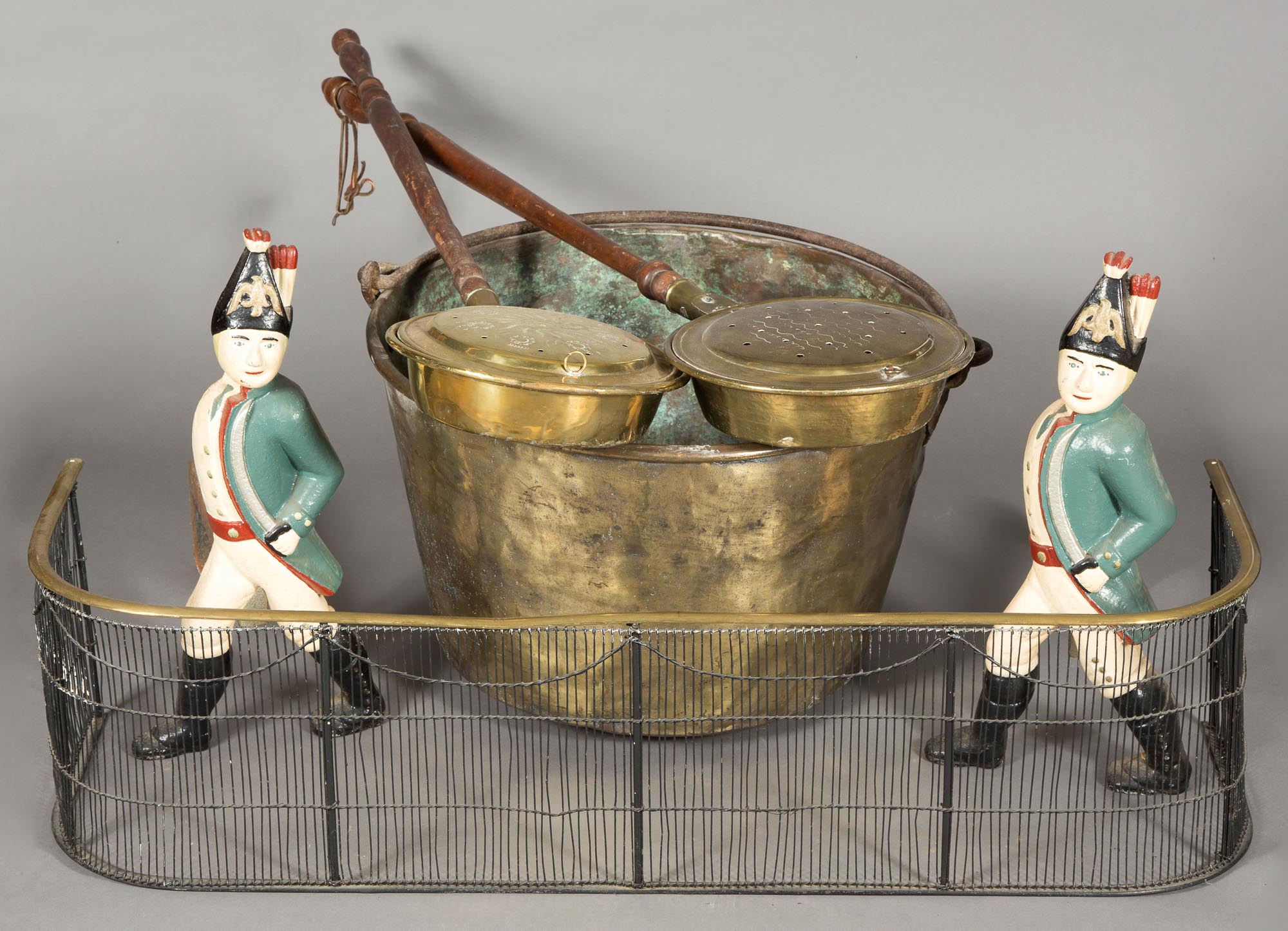 Lot image - Group of Iron and Brass Fireplace Equipment