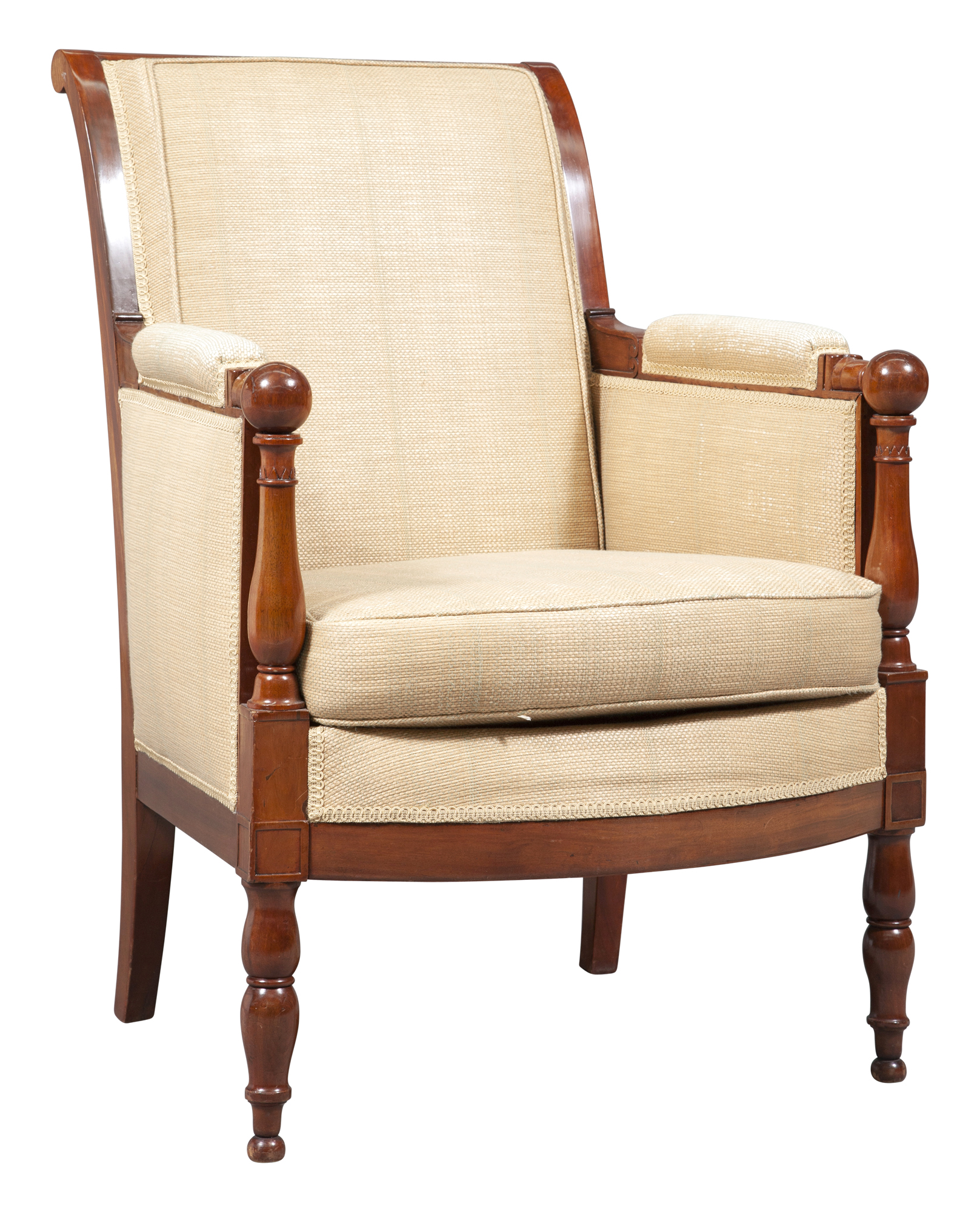 Lot image - Louis Philippe Style Upholstered Mahogany Bergere