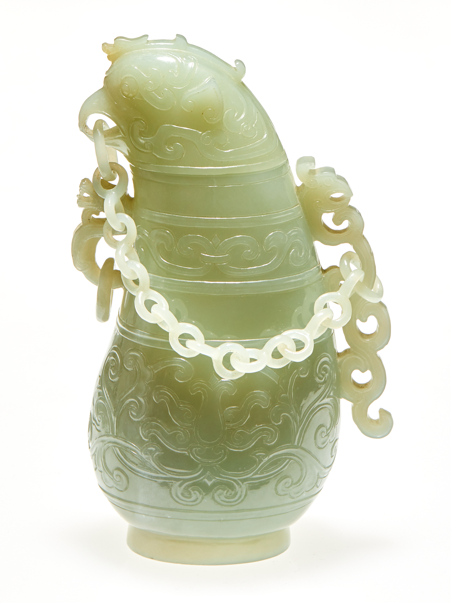 Lot image - A Chinese Carved Jade Vase and Cover