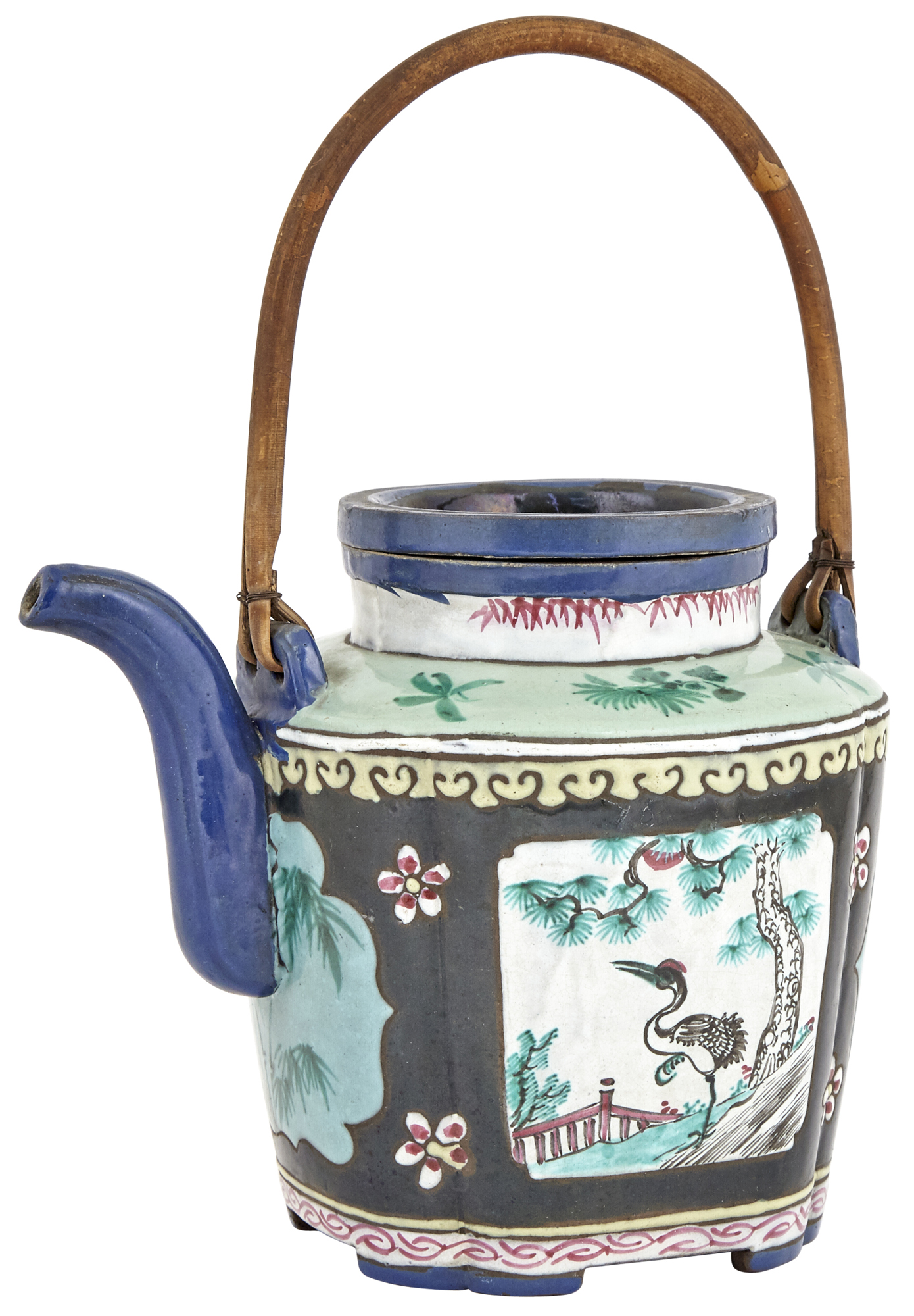 Lot image - A Chinese Enameled Yixing Teapot