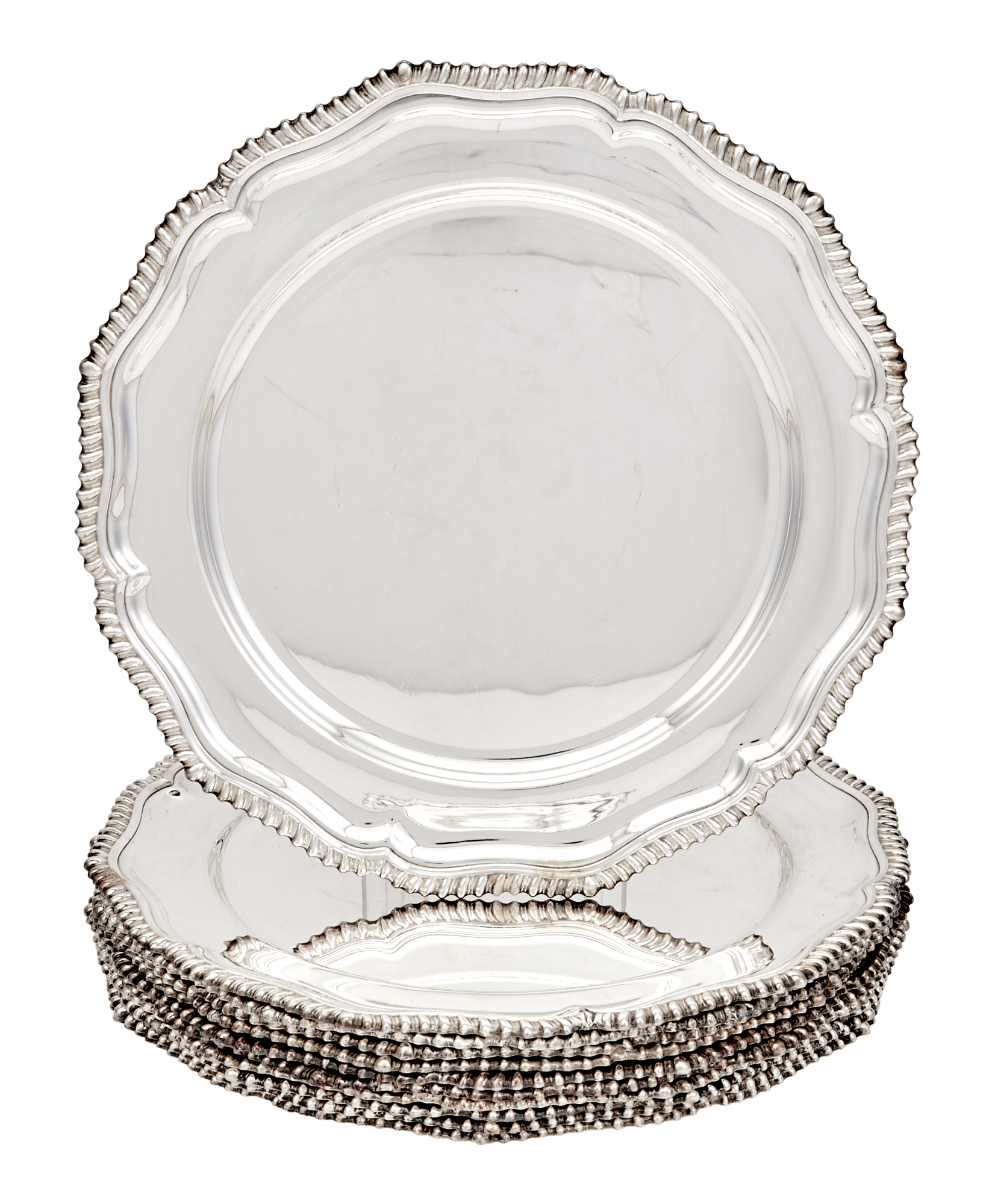 Lot image - Set of Twelve George III Style Silver Plated Chargers