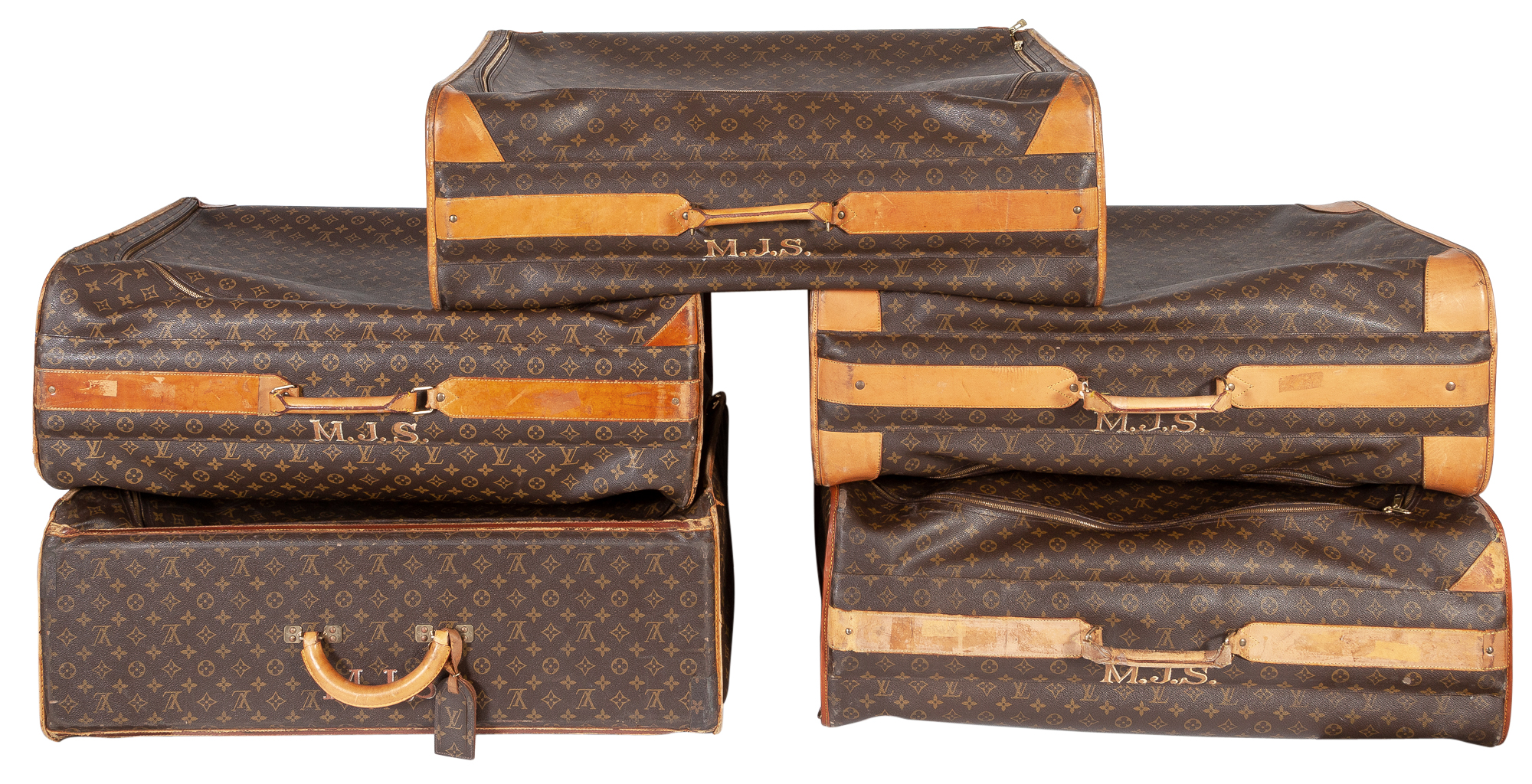 Lot image - Group of Five Louis Vuitton Monogrammed Canvas Soft Suitcases