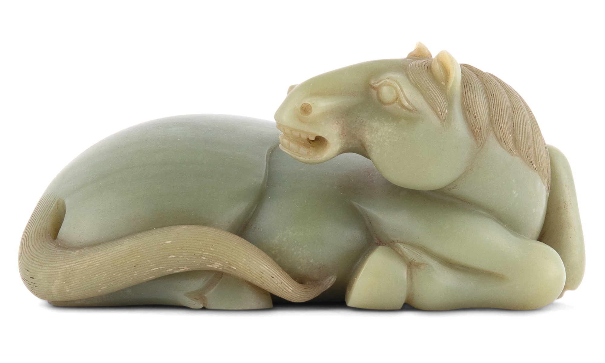 Lot image - A Chinese Carved Celadon Jade Horse