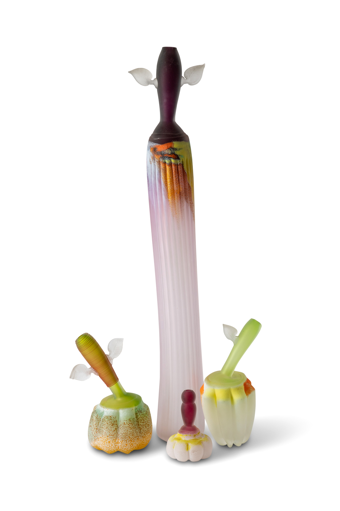 Lot image - Bernie DOnofrio Art Glass Bottle Grouping