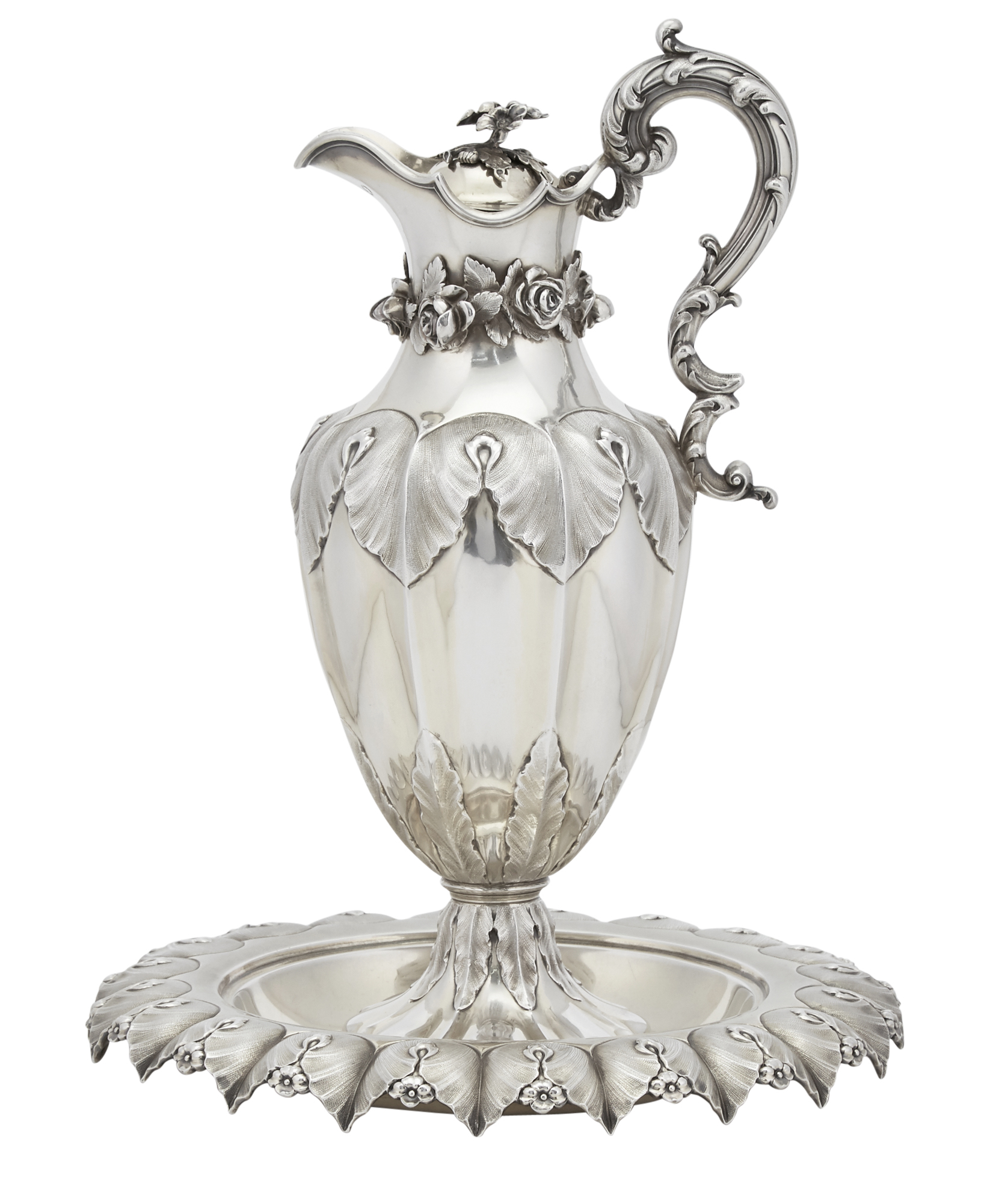 Lot image - William IV Sterling Silver Parcel Gilt Claret Jug and Stand