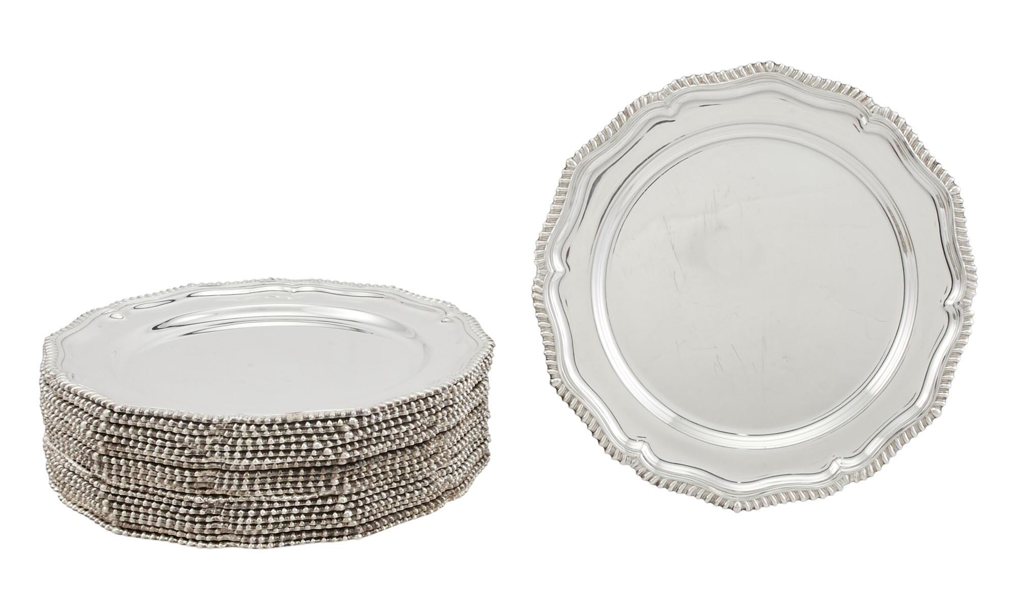 Lot image - Set of Twenty George III Style Silver Plated Chargers