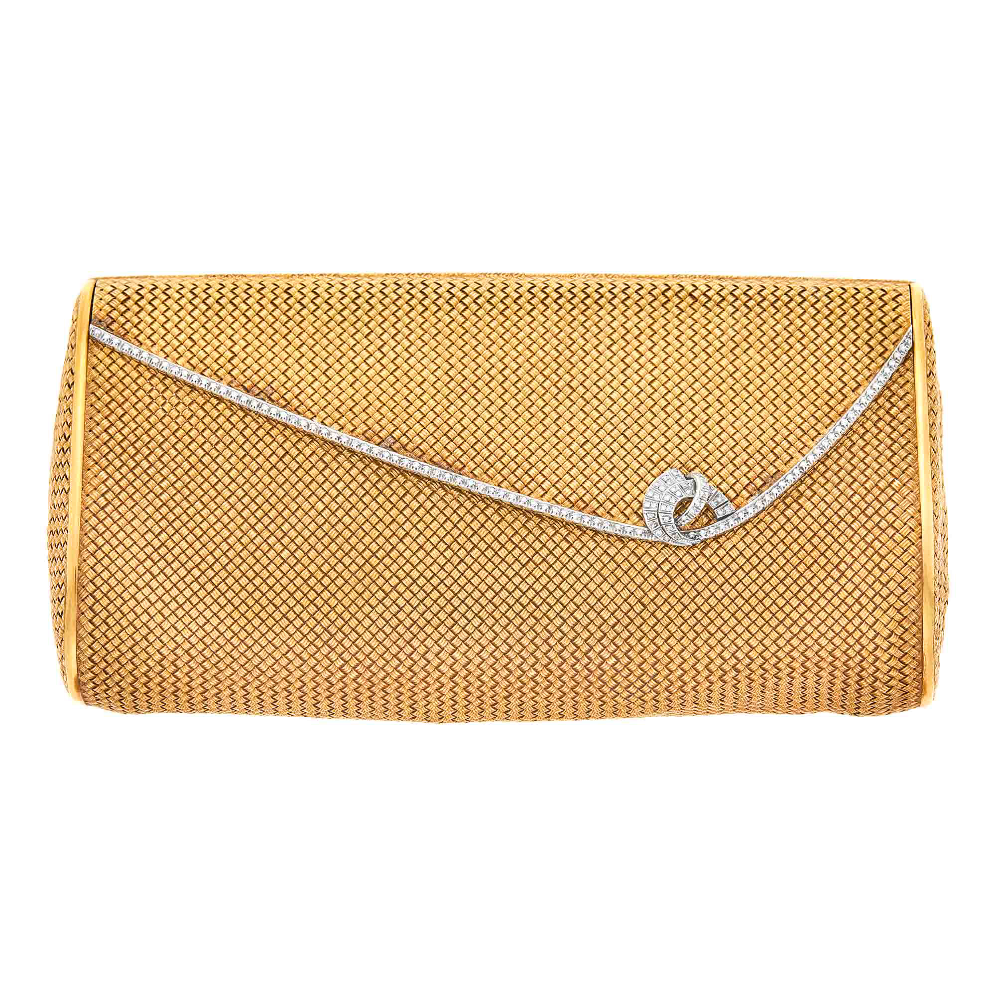 Lot image - Two-Color Gold and Diamond Evening Clutch