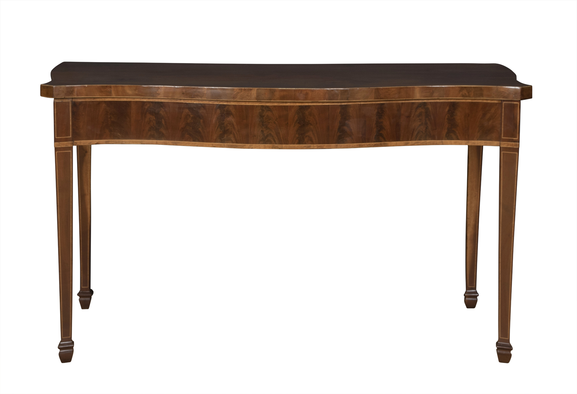 Lot image - George III Inlaid Mahogany Serpentine Serving Table