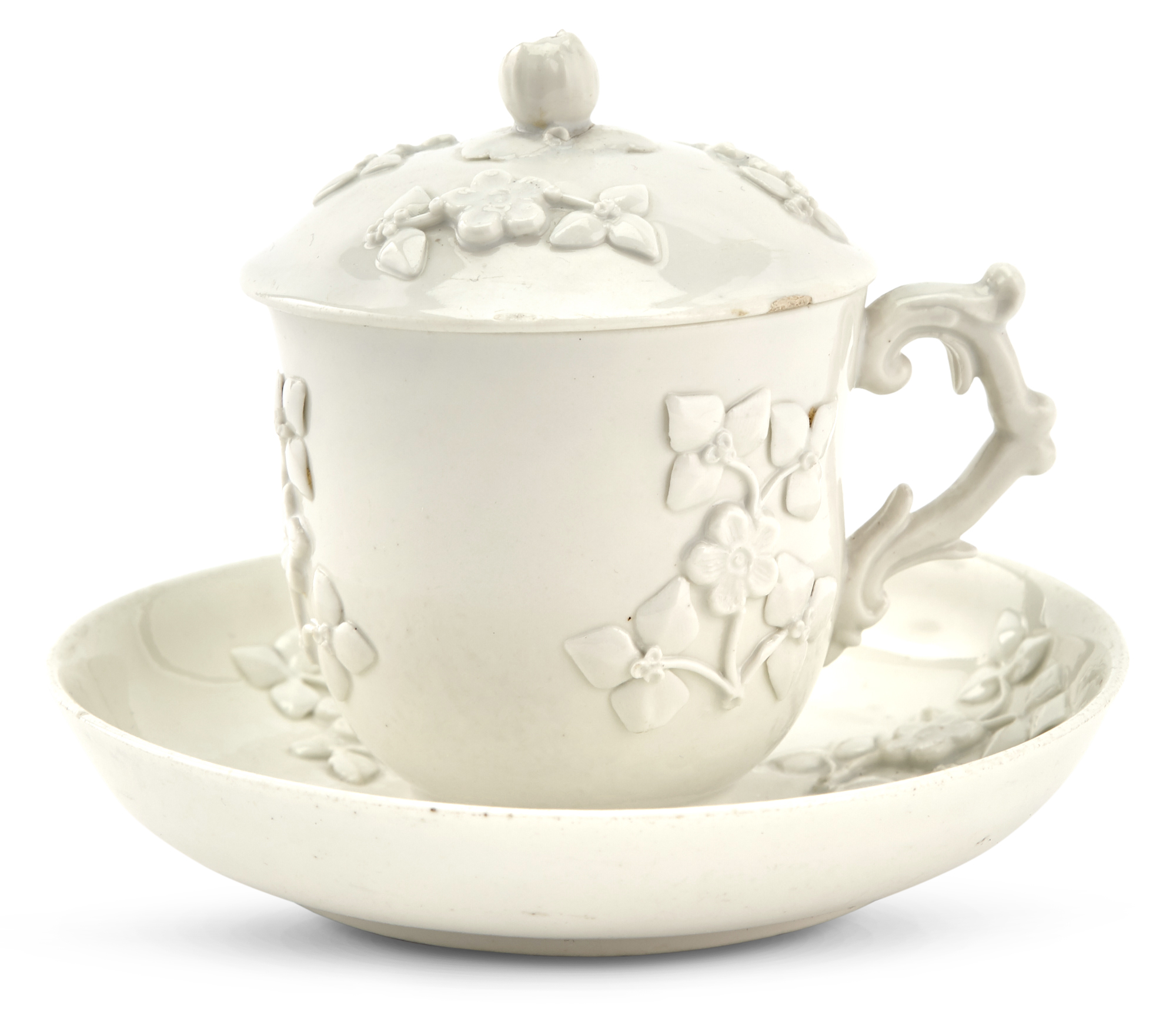 Lot image - Chantilly Porcelain White Cup, Cover and Saucer