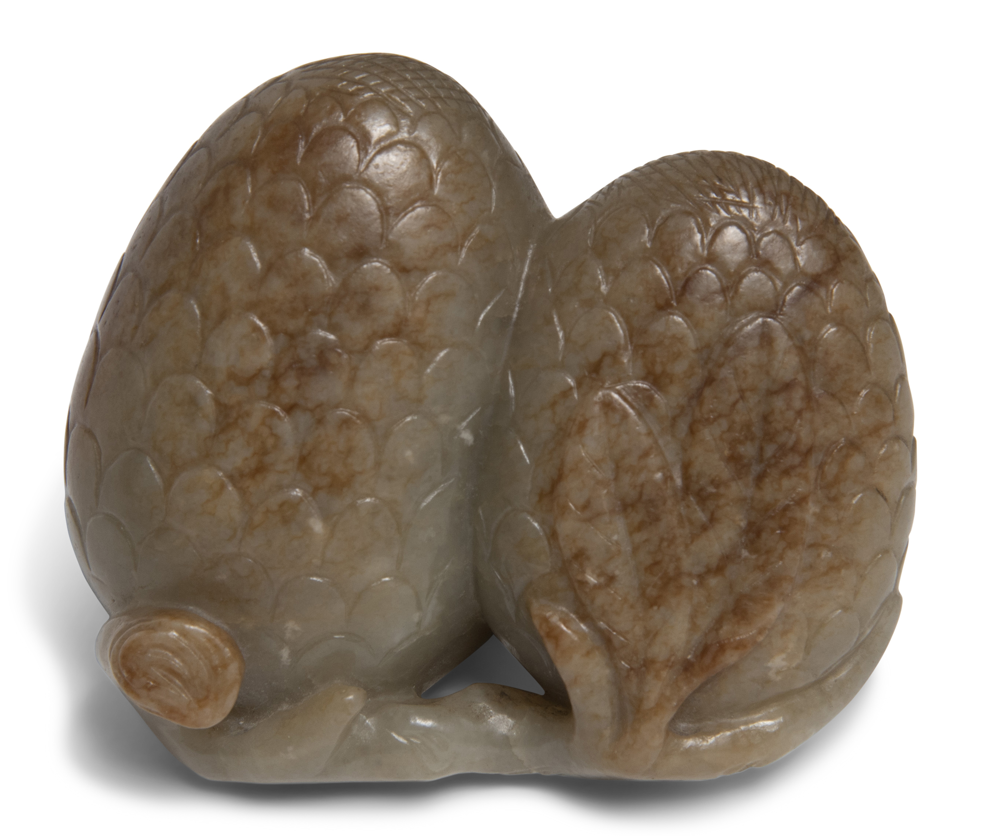 Lot image - A Chinese Celadon Jade Carving of Lychee