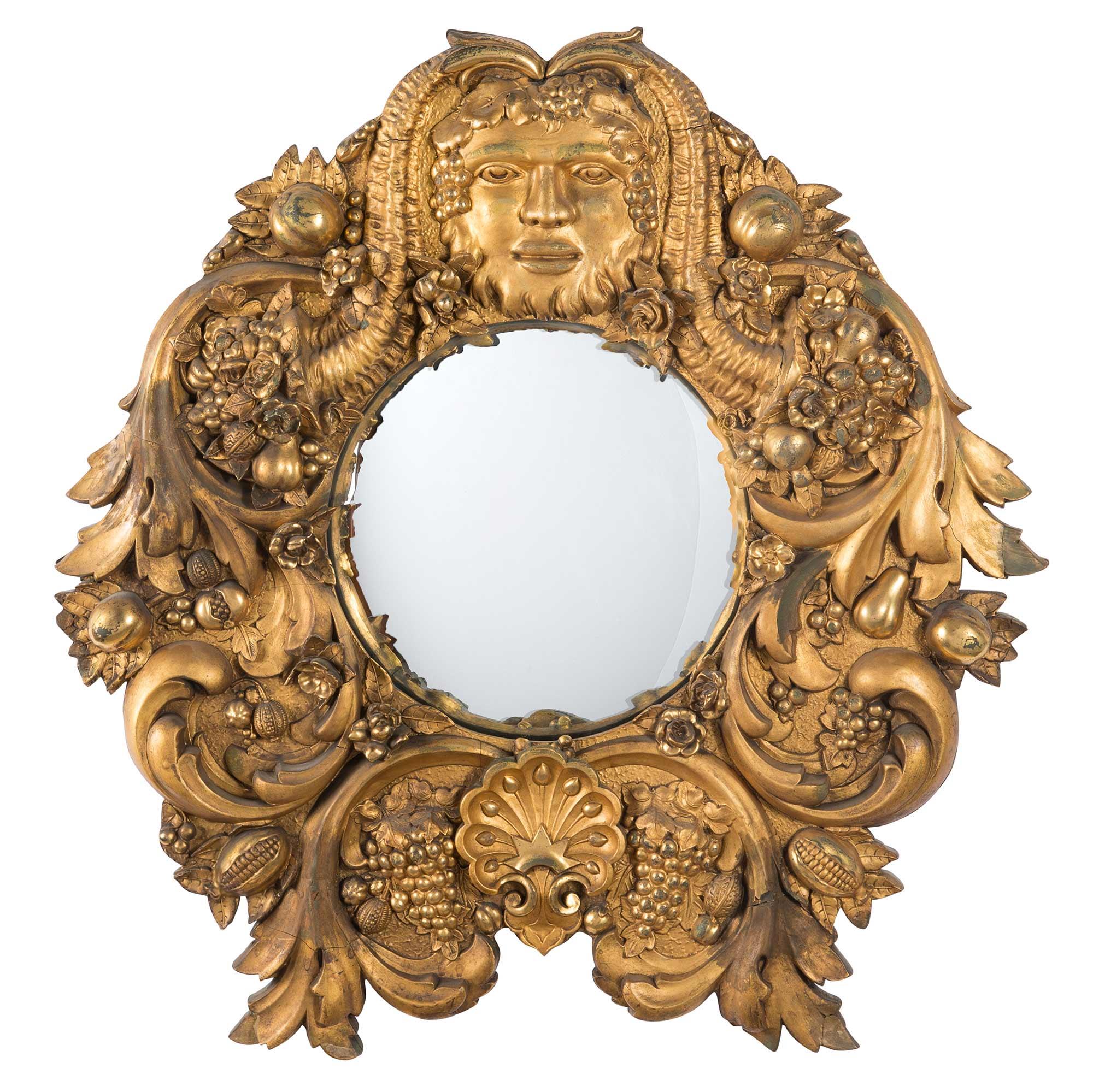 Lot image - Irish Gilt-Composition Convex Mirror in the manner of del Vecchio