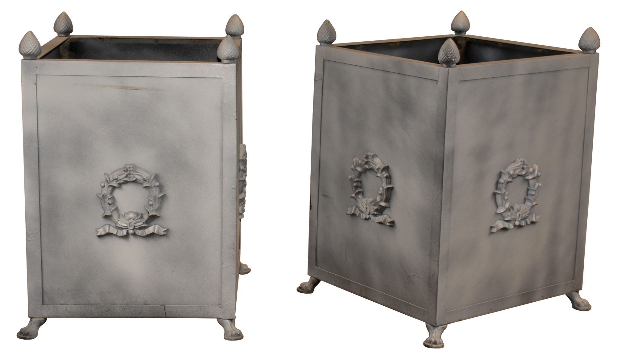 Lot image - Pair of Painted Metal Planters