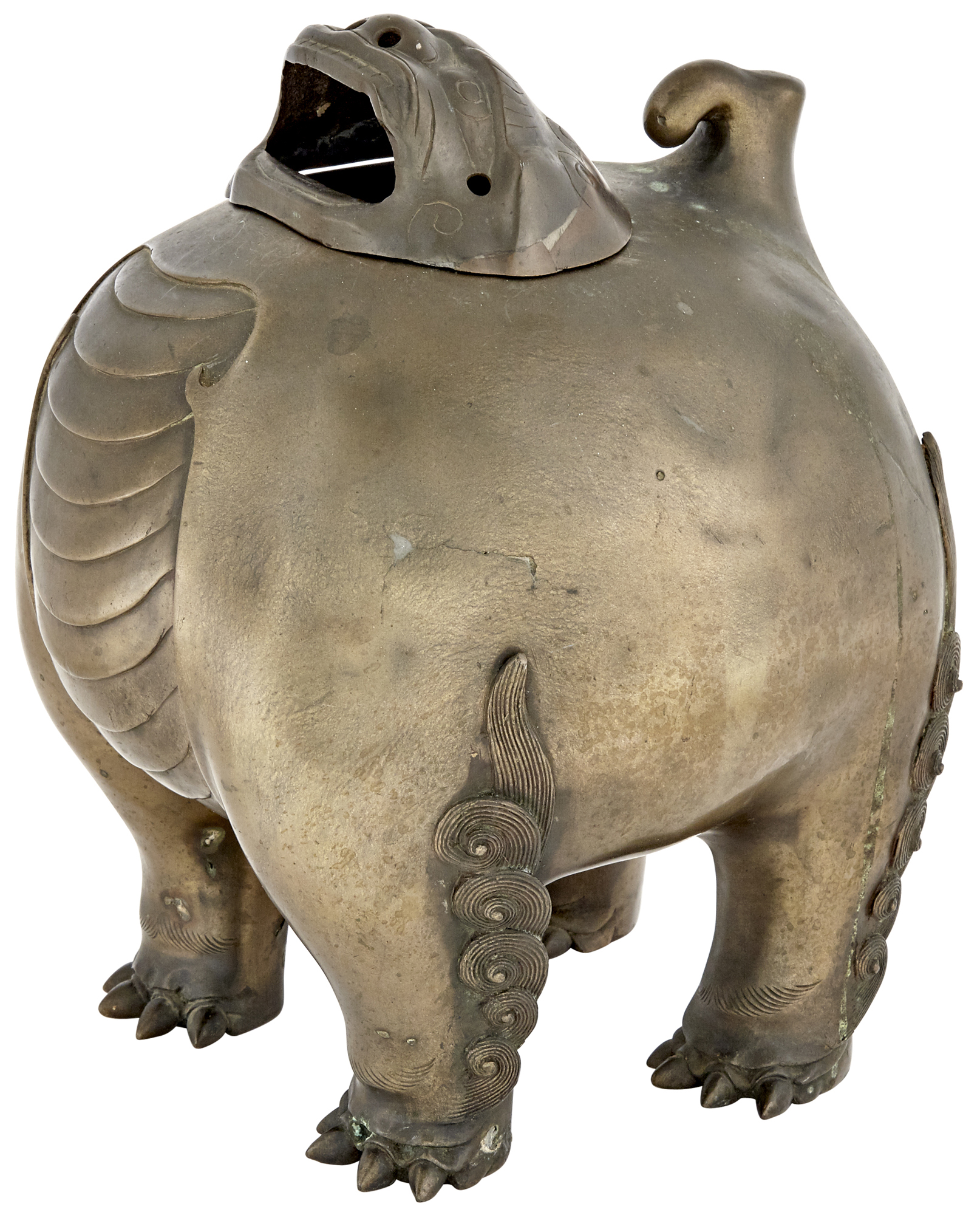 Lot image - An Unusual Chinese Bronze Beast-Form Censer