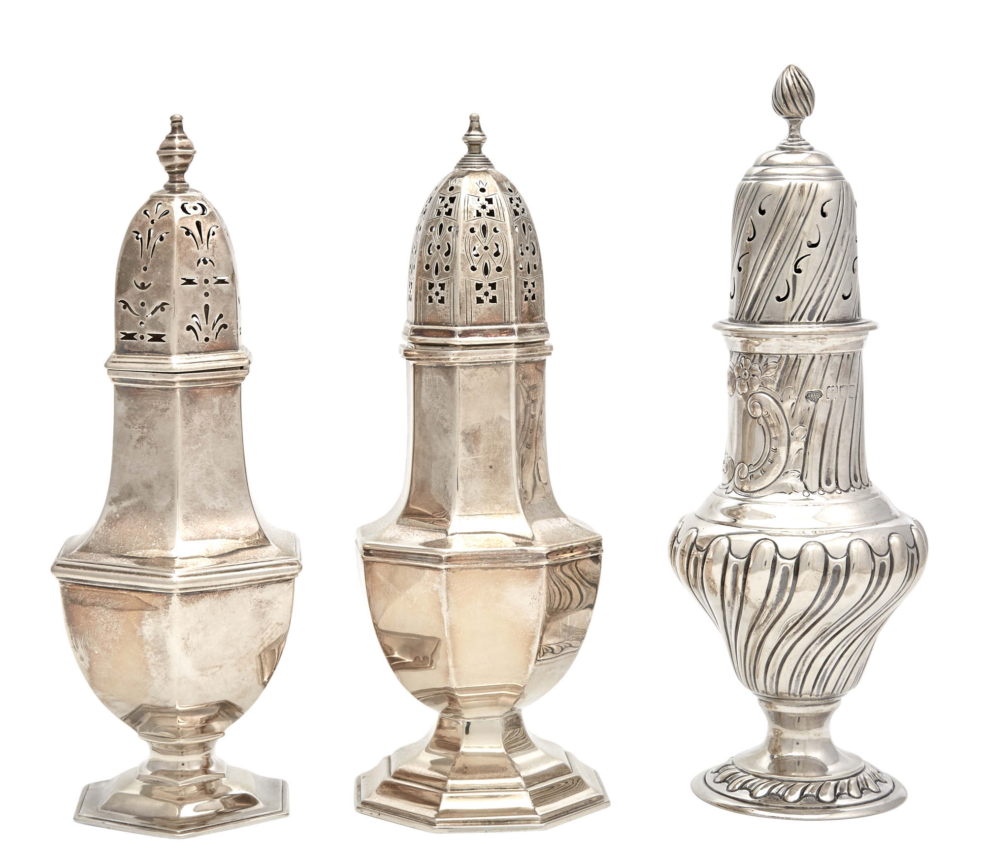 Lot image - Three English Silver Casters