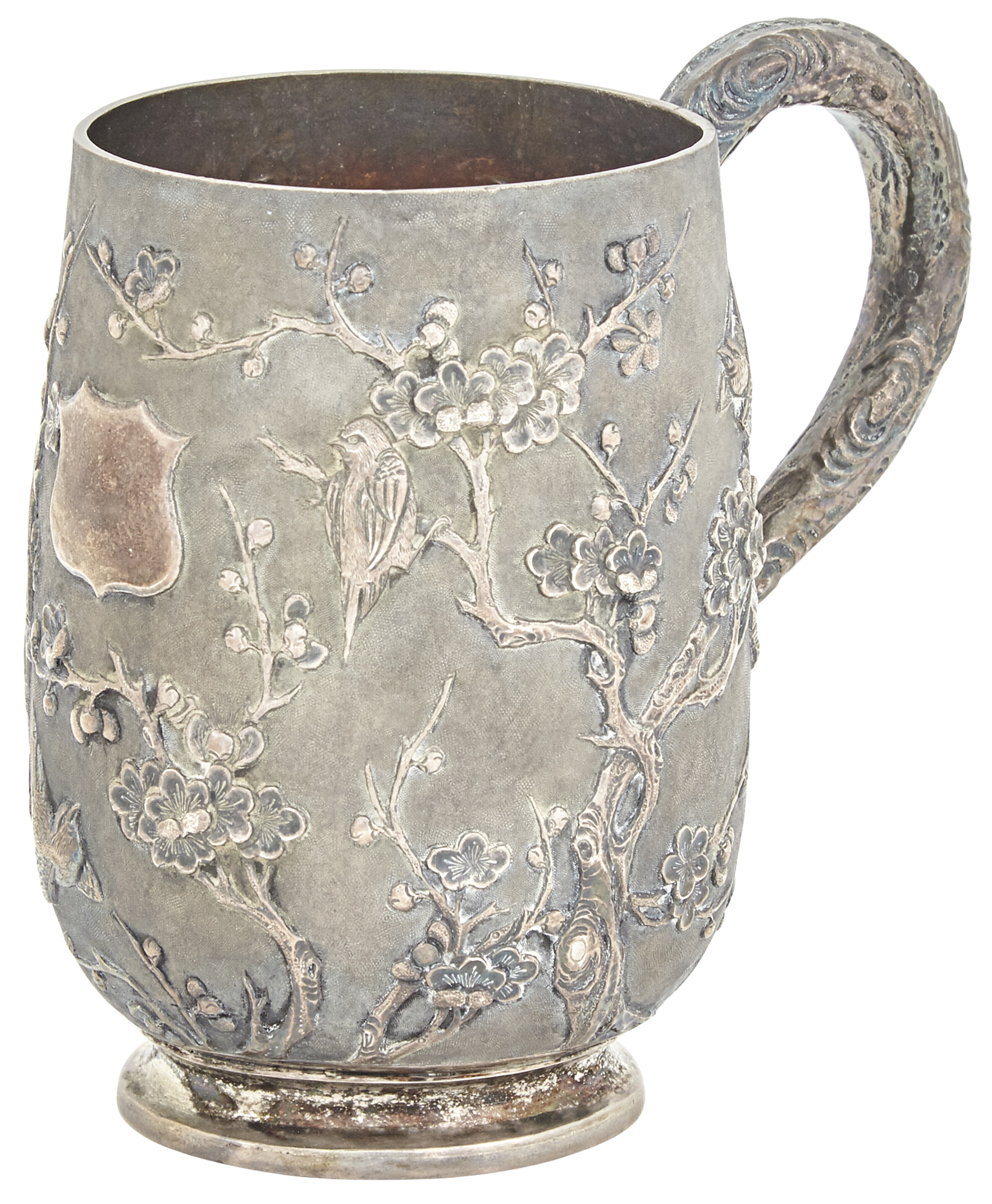 Lot image - A Chinese Export Silver Tankard