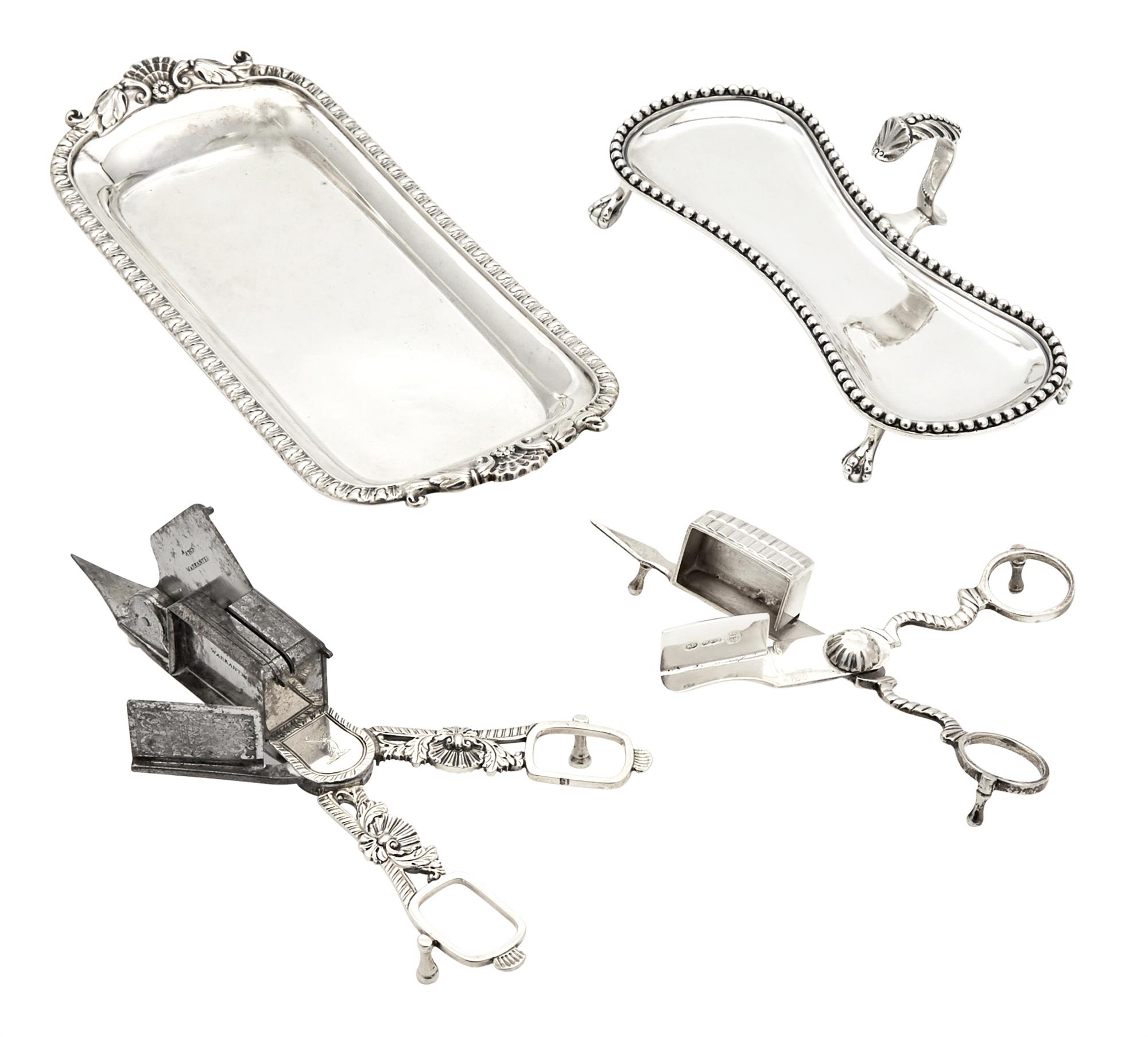 Lot image - Two George III Sterling Silver Snuffer Stands and Two Scissors