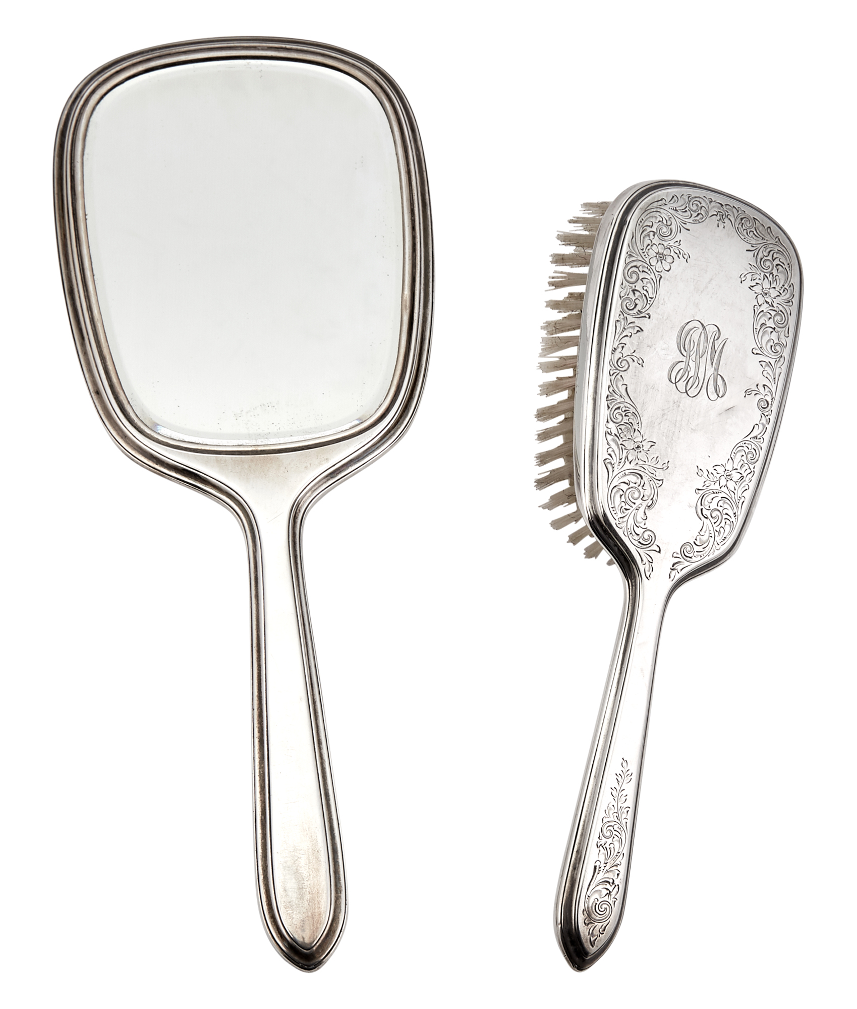 Lot image - Gorham Sterling Silver Hair Brush and Mirror