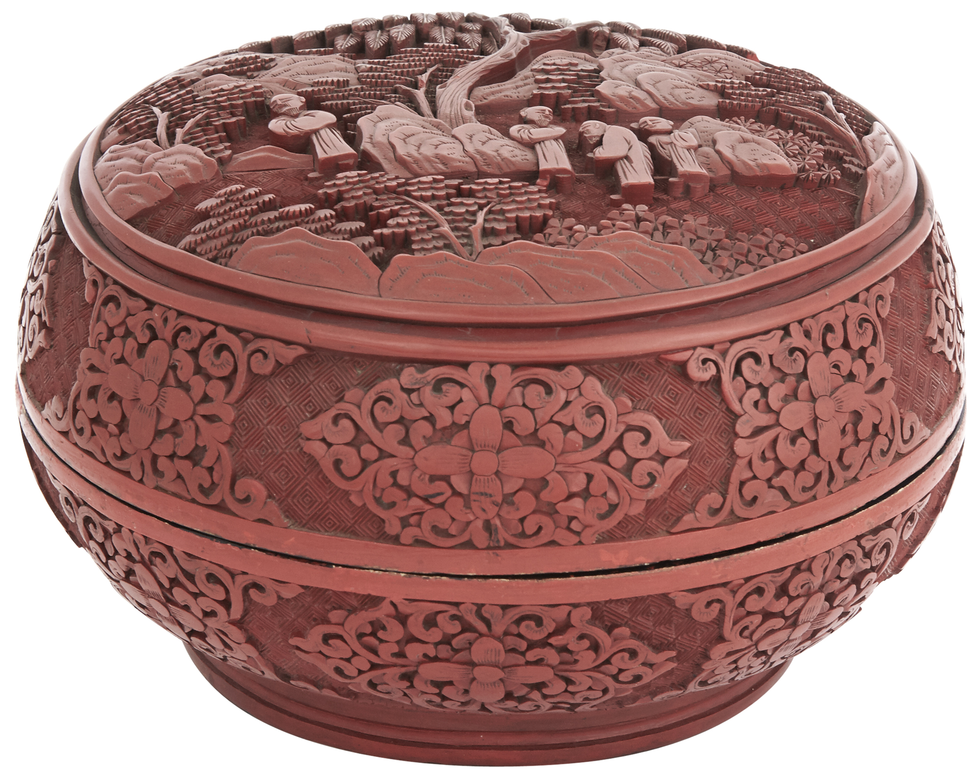 Lot image - A Chinese Cinnabar Lacquer Box and Cover