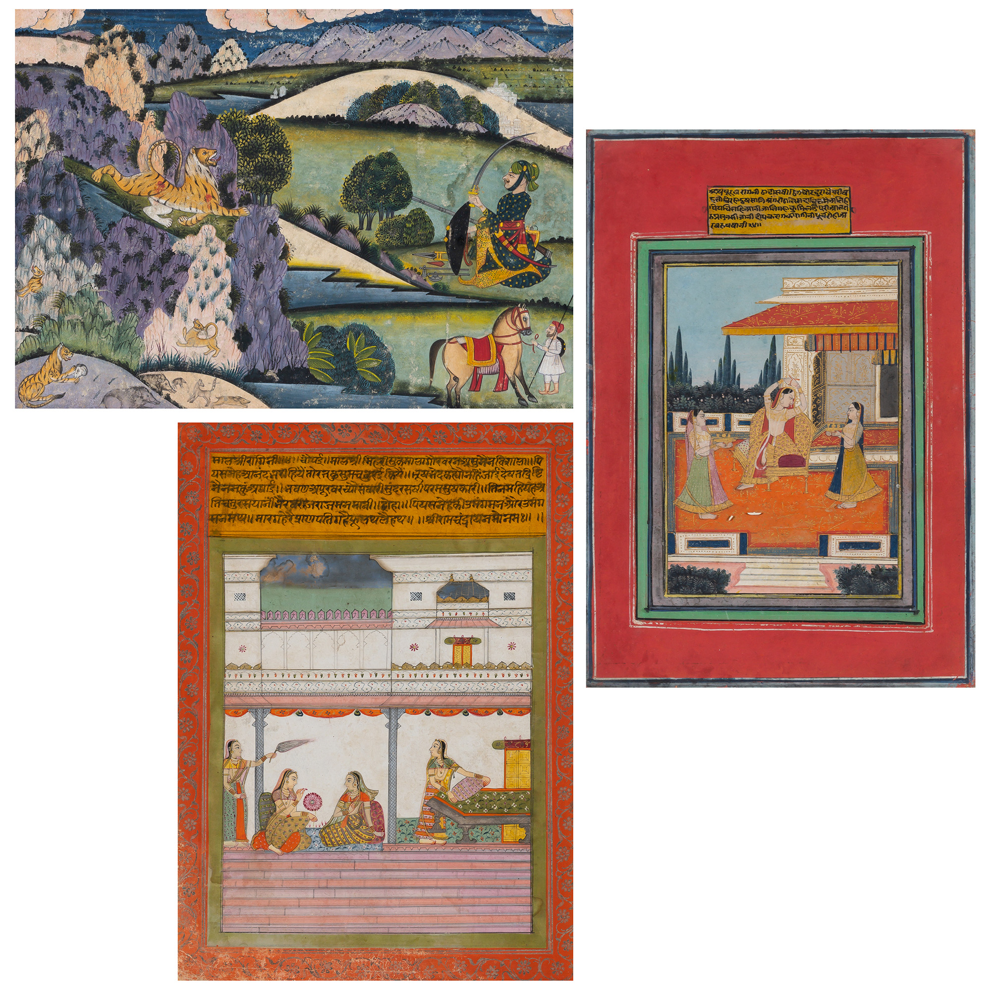 Lot image - Three Indian Mughal-Style Painted Miniatures