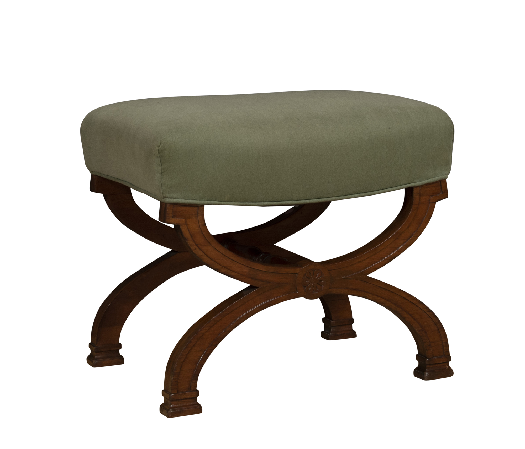 Lot image - Regency Style Upholstered Mahogany Curule Stool