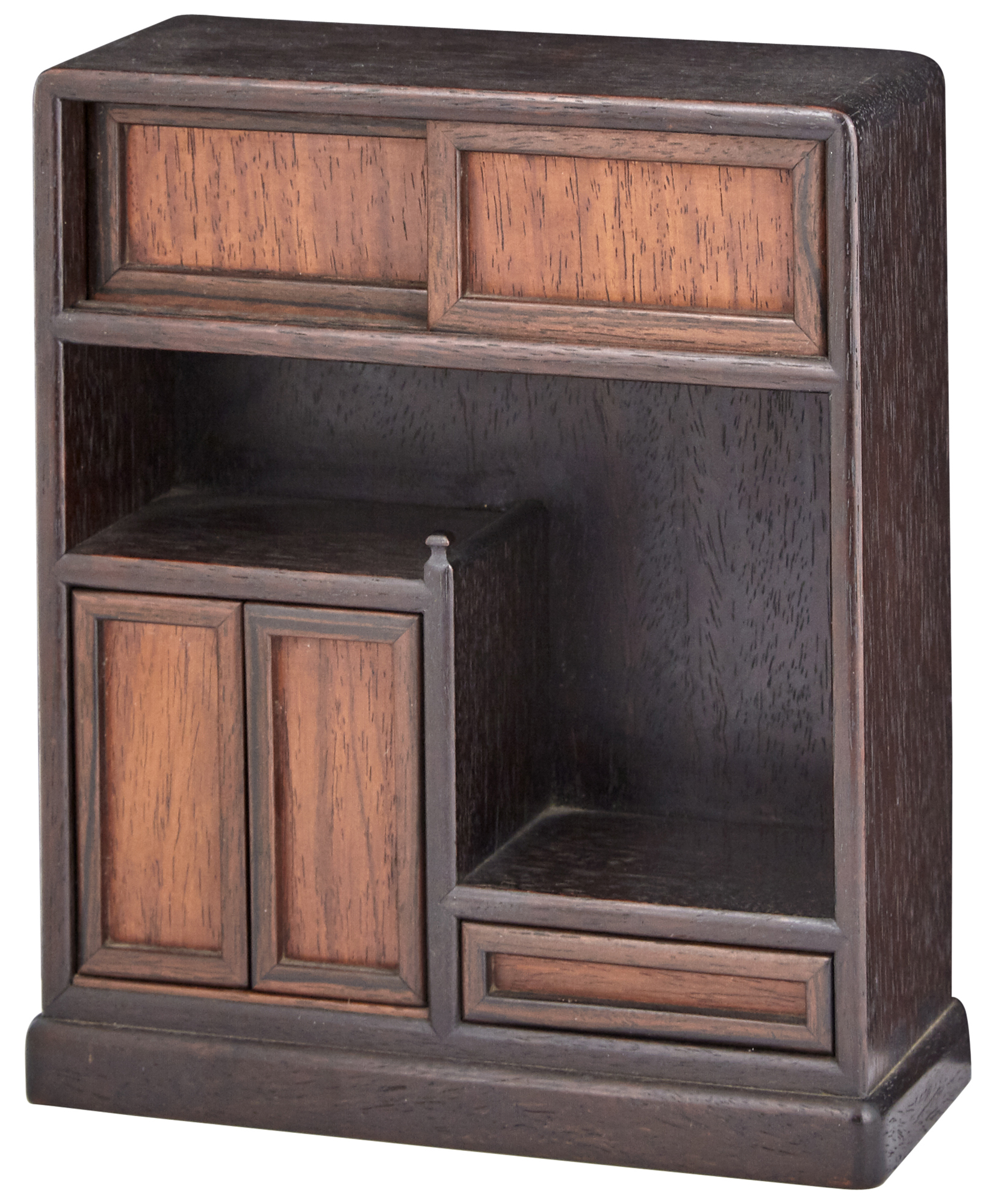 Lot image - A Chinese Miniature Hardwood Display Cabinet