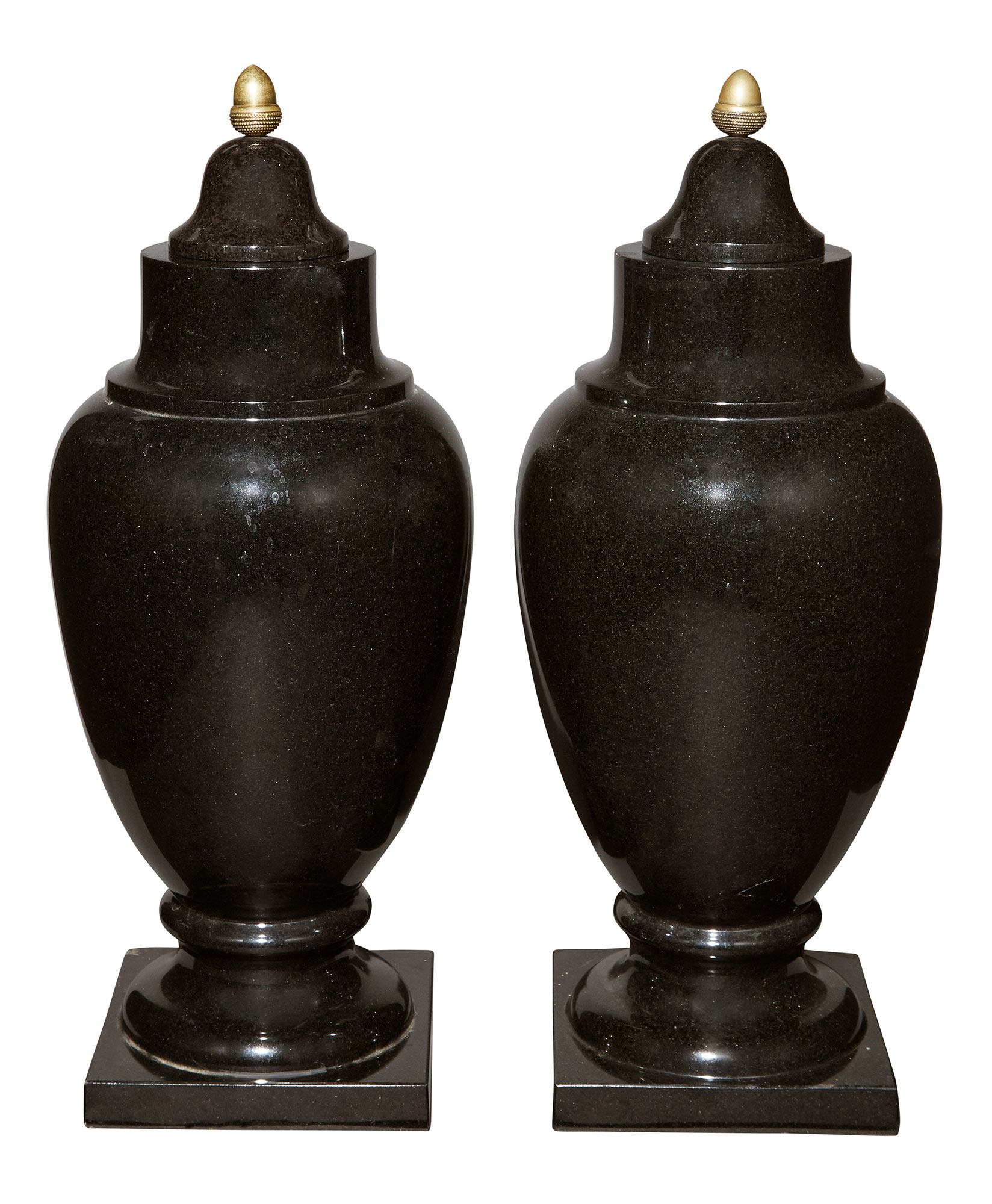 Lot image - Pair of Black Porphyry Covered Urns