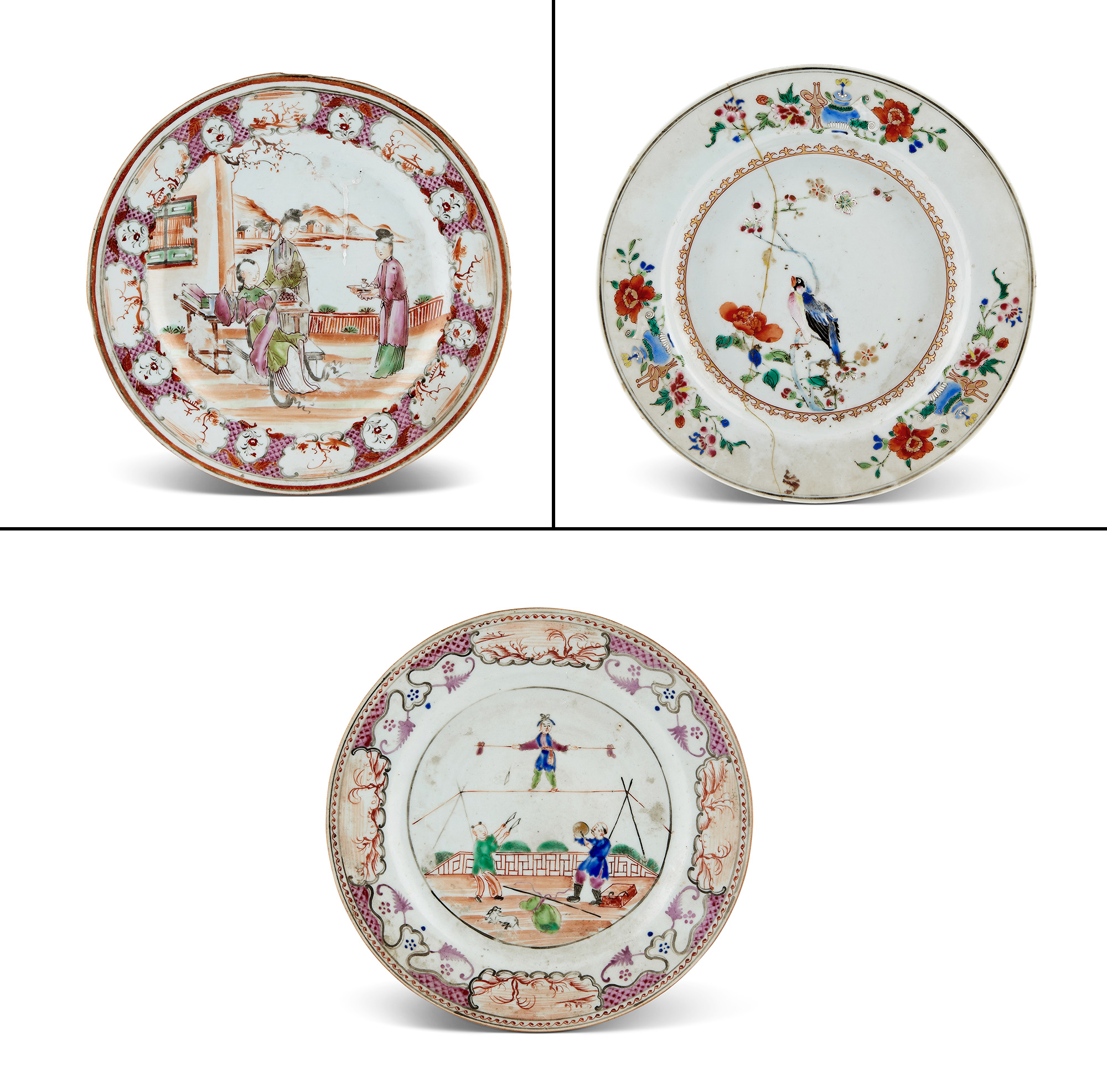 Lot image - Three Chinese Export Porcelain Plates
