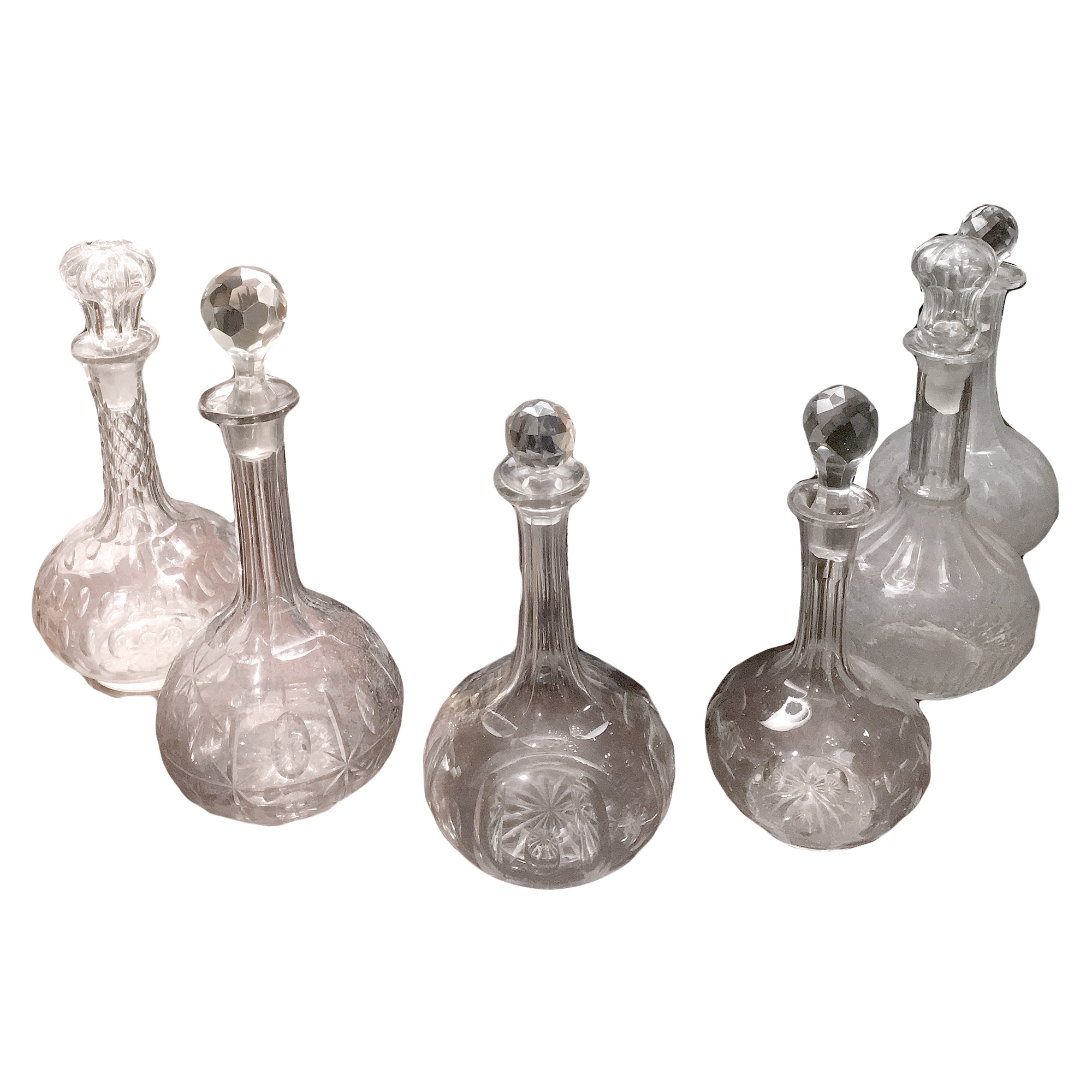 Lot image - Set of Six Cut Glass Decanters