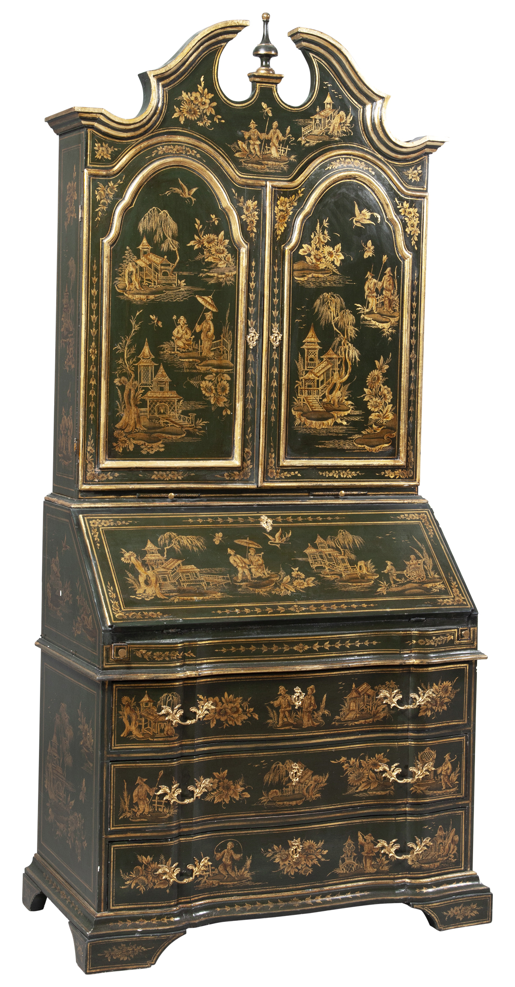 Lot image - Italian Baroque Style Chinoiserie Decorated Secretary Bookcase