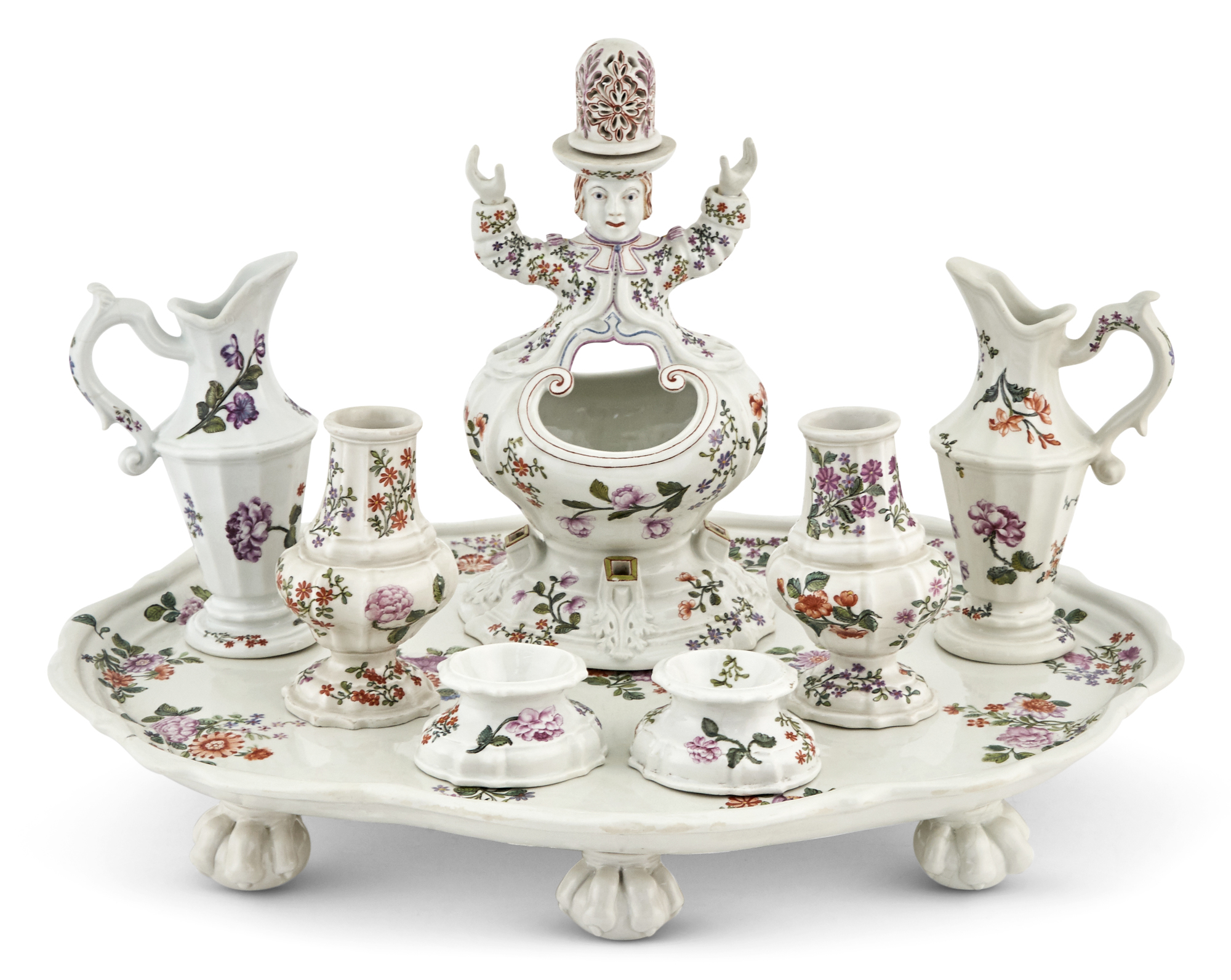 Lot image - Vienna (du Paquier) Porcelain Partial Condiment Set and Stand