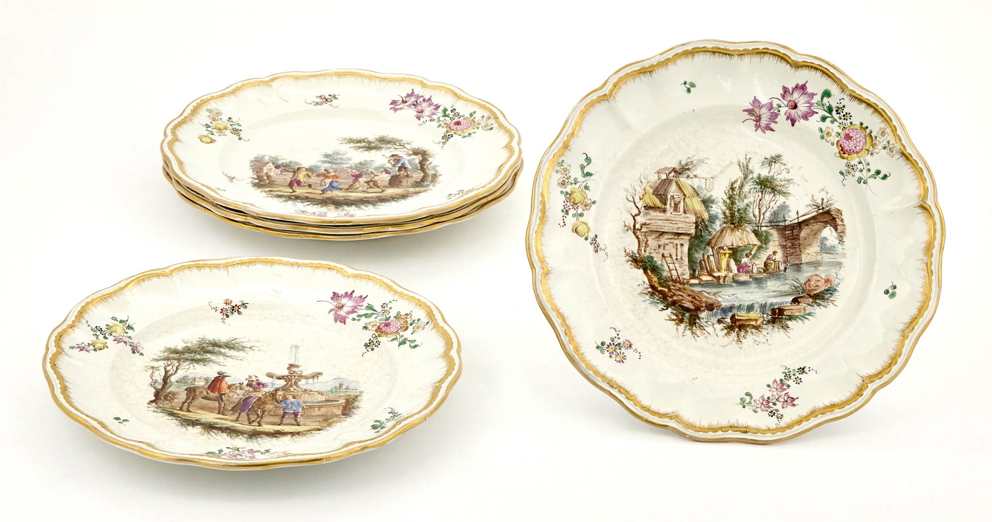 Lot image - Five Marseille (Honoré Savy) Faience Plates