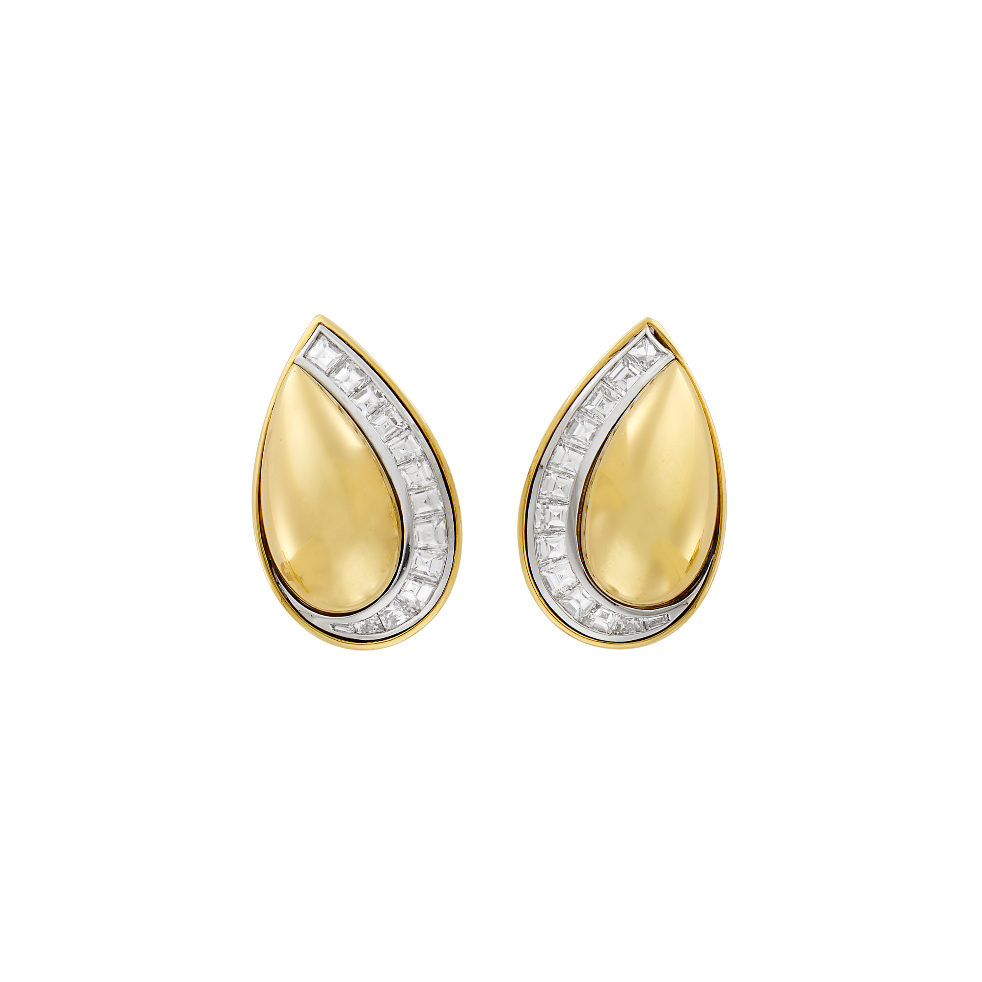 Lot image - Hemmerle Pair of Gold, Platinum and Diamond Earrings