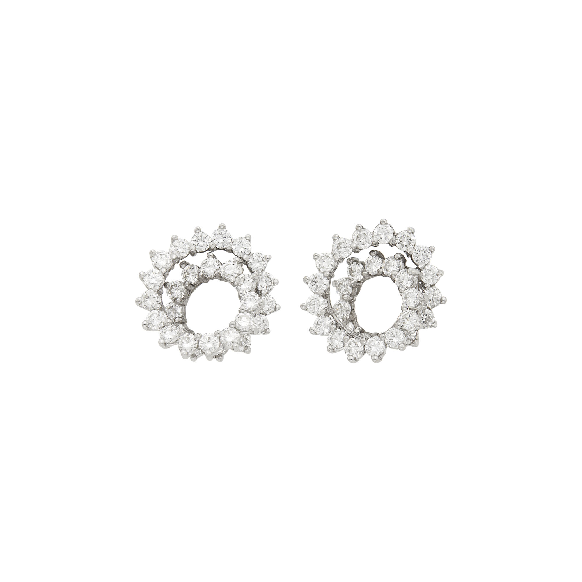 Lot image - Pair of White Gold and Diamond Spiral Earclips