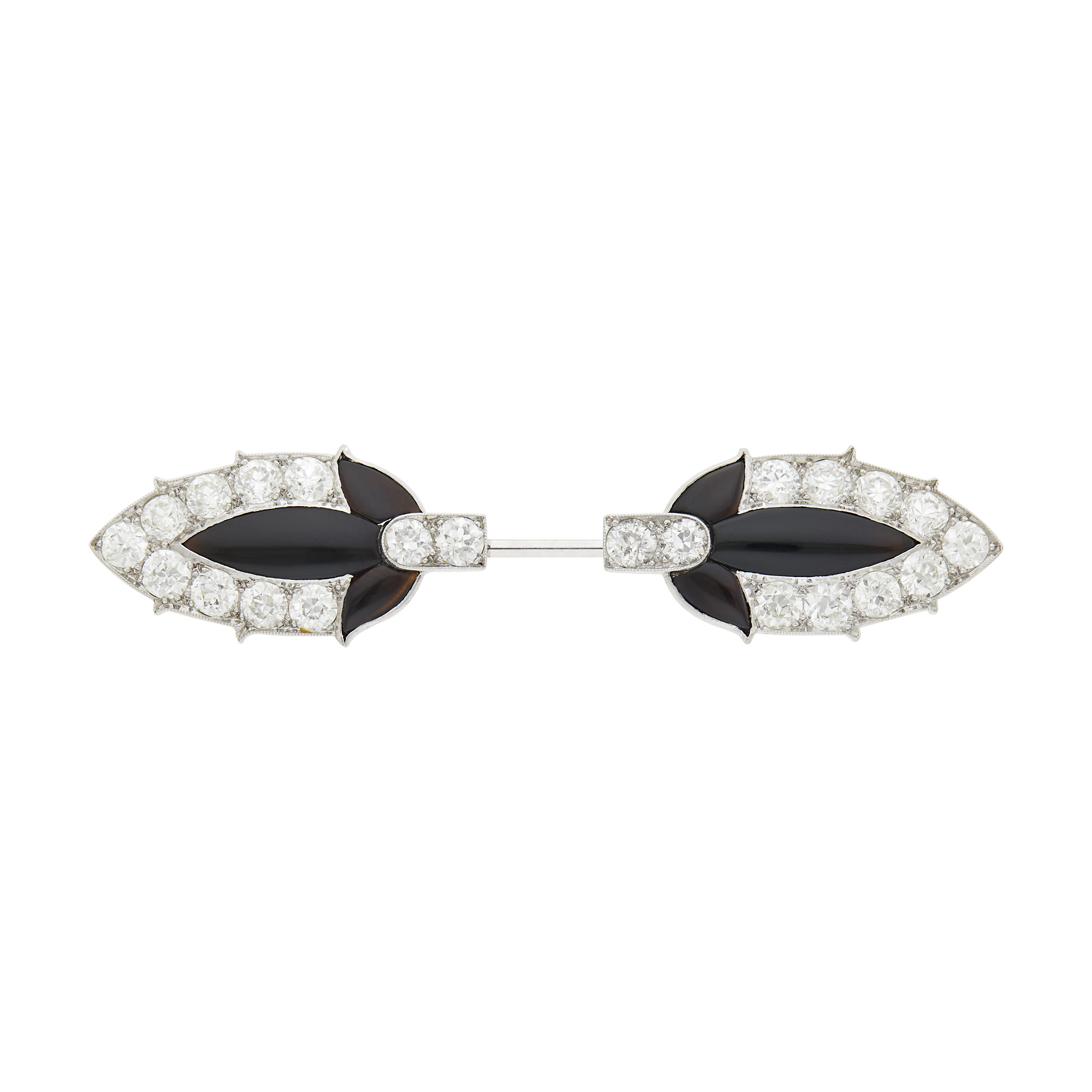 Lot image - Cartier Platinum, Black Onyx and Diamond Jabot