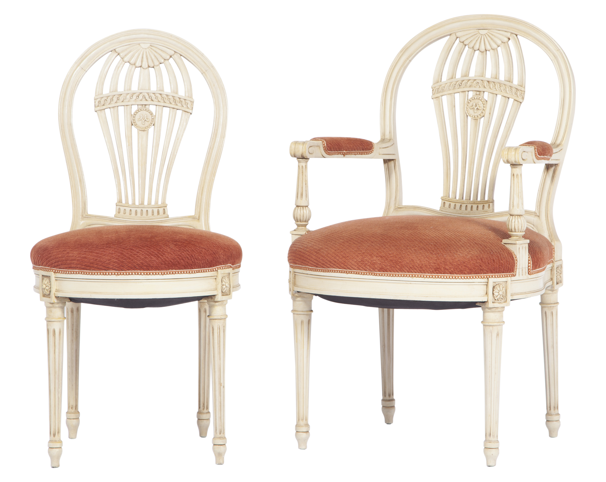 Lot image - Set of Ten Louis XVI Style Painted Balloon-Back Dining Chairs