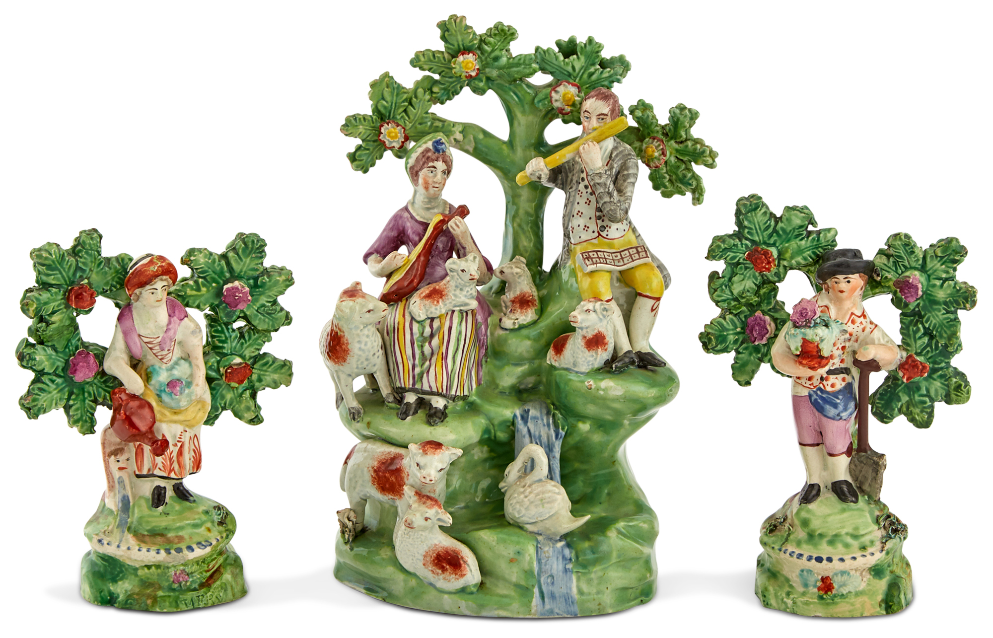 Lot image - Pair of Staffordshire Figures of Gardeners