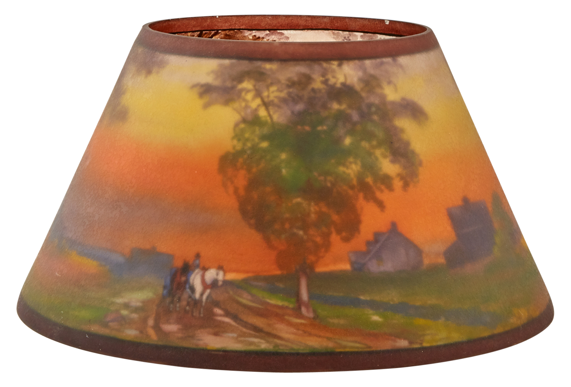 Lot image - American Reverse-Painted Glass Table Lamp Shade