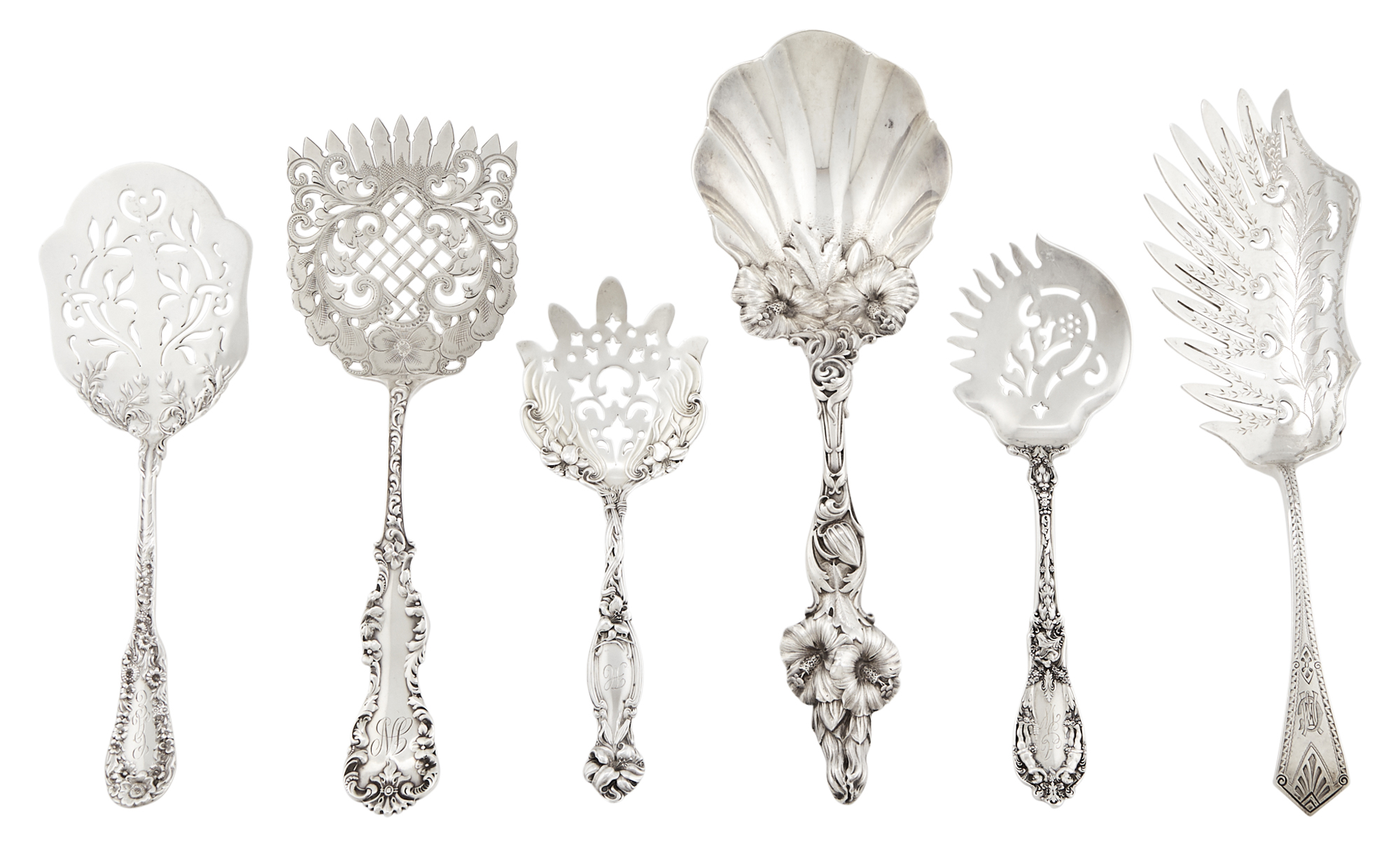 Lot image - Group of Six American Sterling Silver Serving Pieces