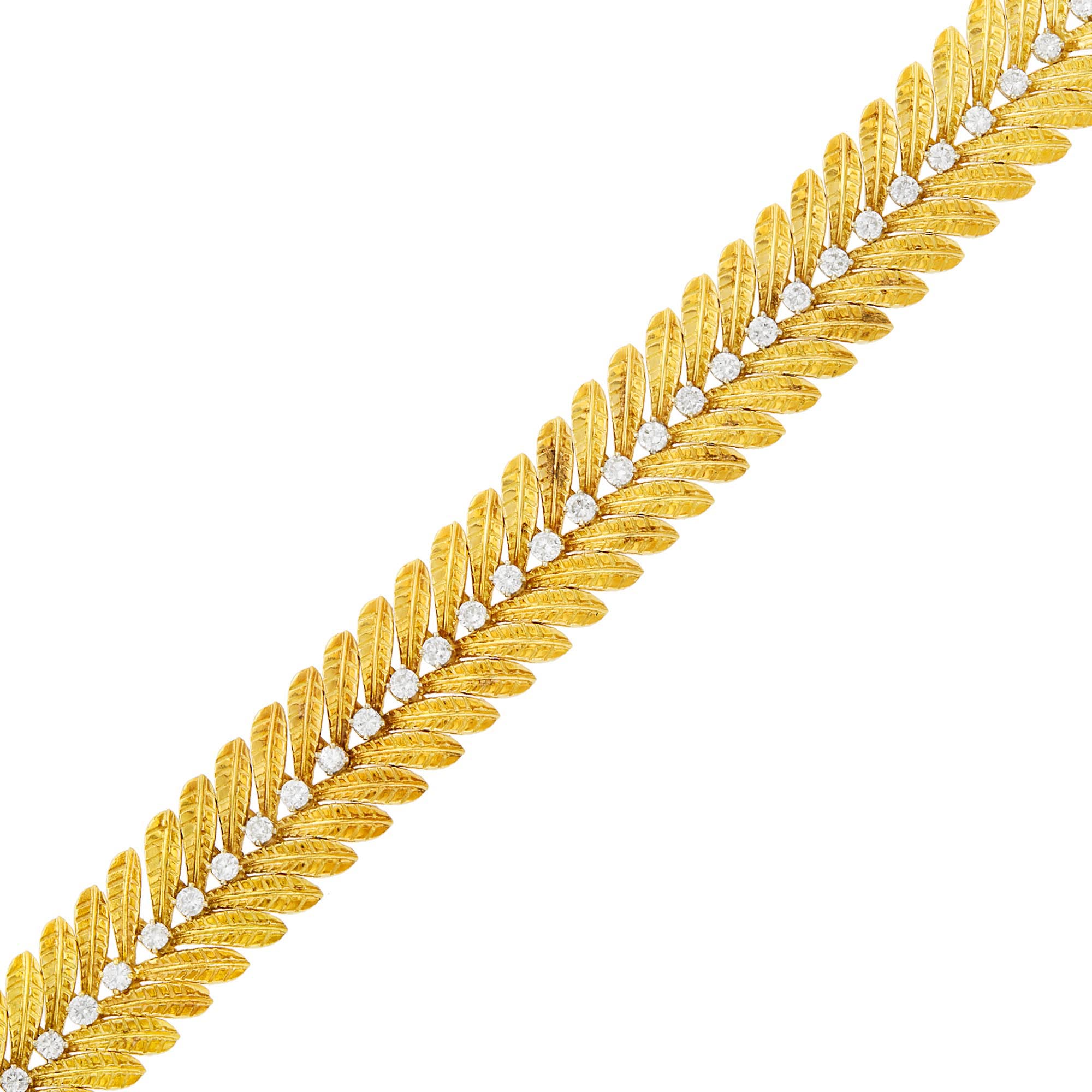 Lot image - Gold and Diamond Leaf Bracelet
