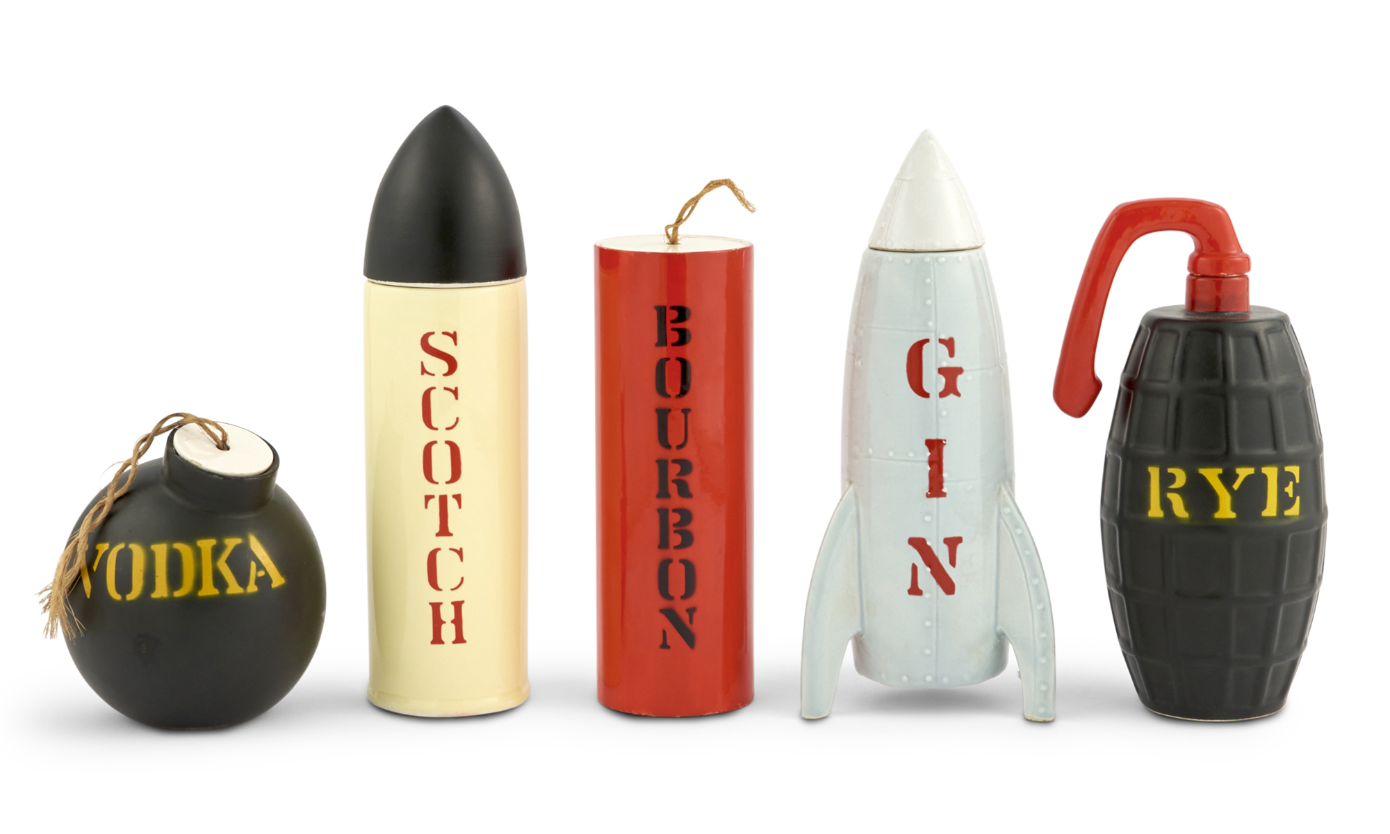 Lot image - Five Piece Vintage Japanese Mid-Century Novelty Porcelain Bomb